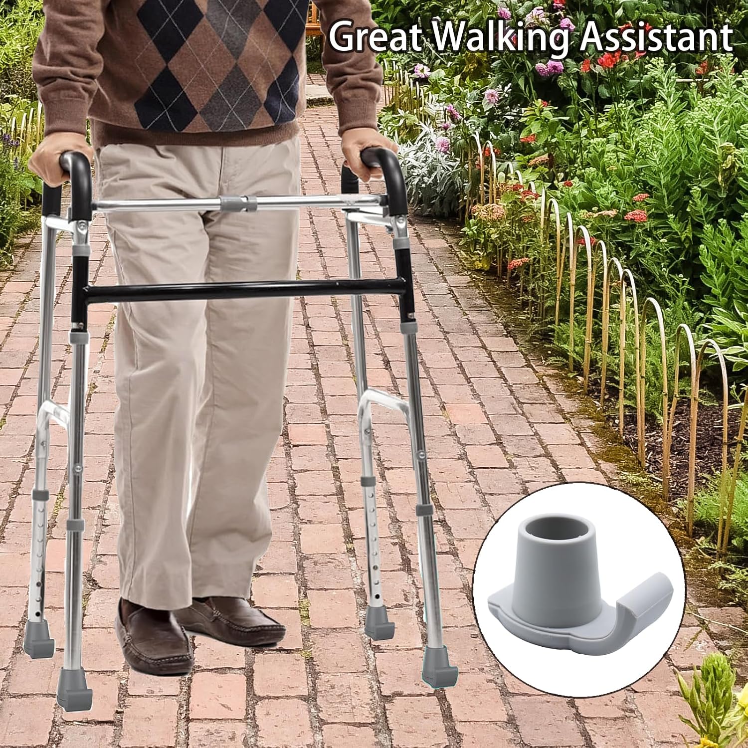 Walker Glide Skis, 4 Pcs Universal Fit Walker Skis | Easy to Use Rubber Walker Feet,Replacement Skis for Walkers,Gift for Seniors,Grey - Image 6