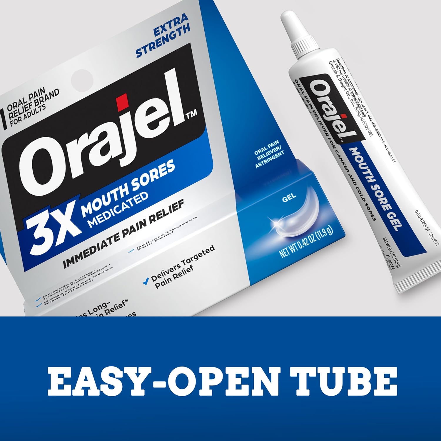 Orajel 3X Mouth Sores Medicated Pain Relief Gel, Extra Strength, 0.42 Oz | Immediate Pain Relief, Long-Lasting, Protects Mouth Sores from Irritation, #1 Oral Pain Relief Brand - Image 6