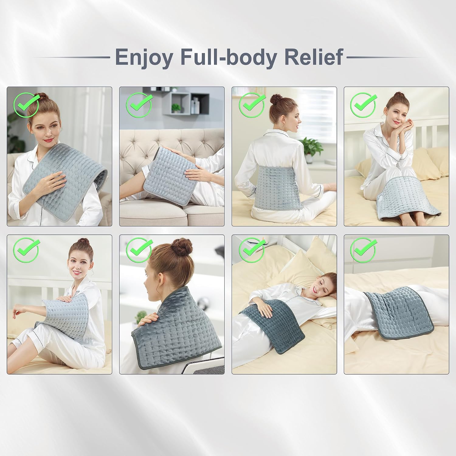 Heating Pad,Heated Blanket,Heating Pad for Back Neck,Grey,24x12 Inch | Electric Heating Pad,Dry/Moist Heat Heating Pads,Heating Pads for Shoulder,Abdomen,Heat Pad for Women Men,Birthday Gift - Image 5