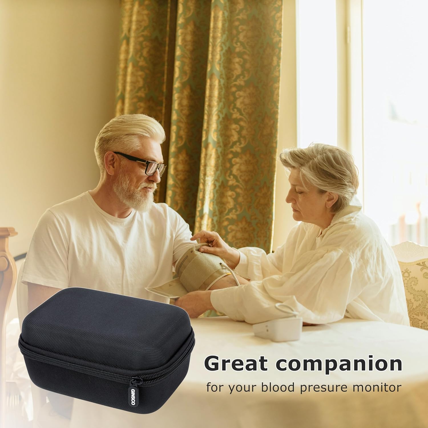 Ginsco Compact Hard Shell Case for Blood Pressure Monitor, Compatible with Omron Bronze/iHealth/Oklar, Portable Carrying Travel Case with Handle, Mesh Pocket for Cuff/Batteries/Charger (Black, M) - Image 7