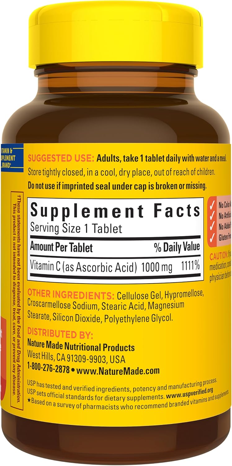Nature Made Extra Strength Vitamin C 1000 mg Tablets, 100 Count | Adult Vitamin C Tablets for Immune Support and Antioxidant Support, 100 Day Supply - Image 8
