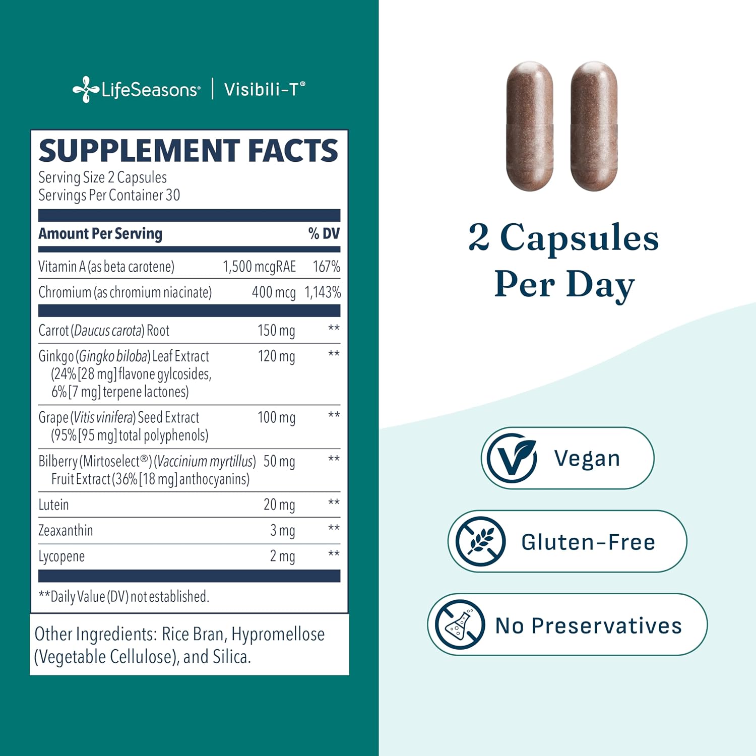 Visibili-T - Vitamin Supplement for Eye Health & Vision Support - Carrot Root, Chromium, Bilberry, Ginkgo Biloba, Grape Seed Extract, Lycopene, Vitamin A, Lutein & Zeaxanthin - 60 Capsules - Image 5