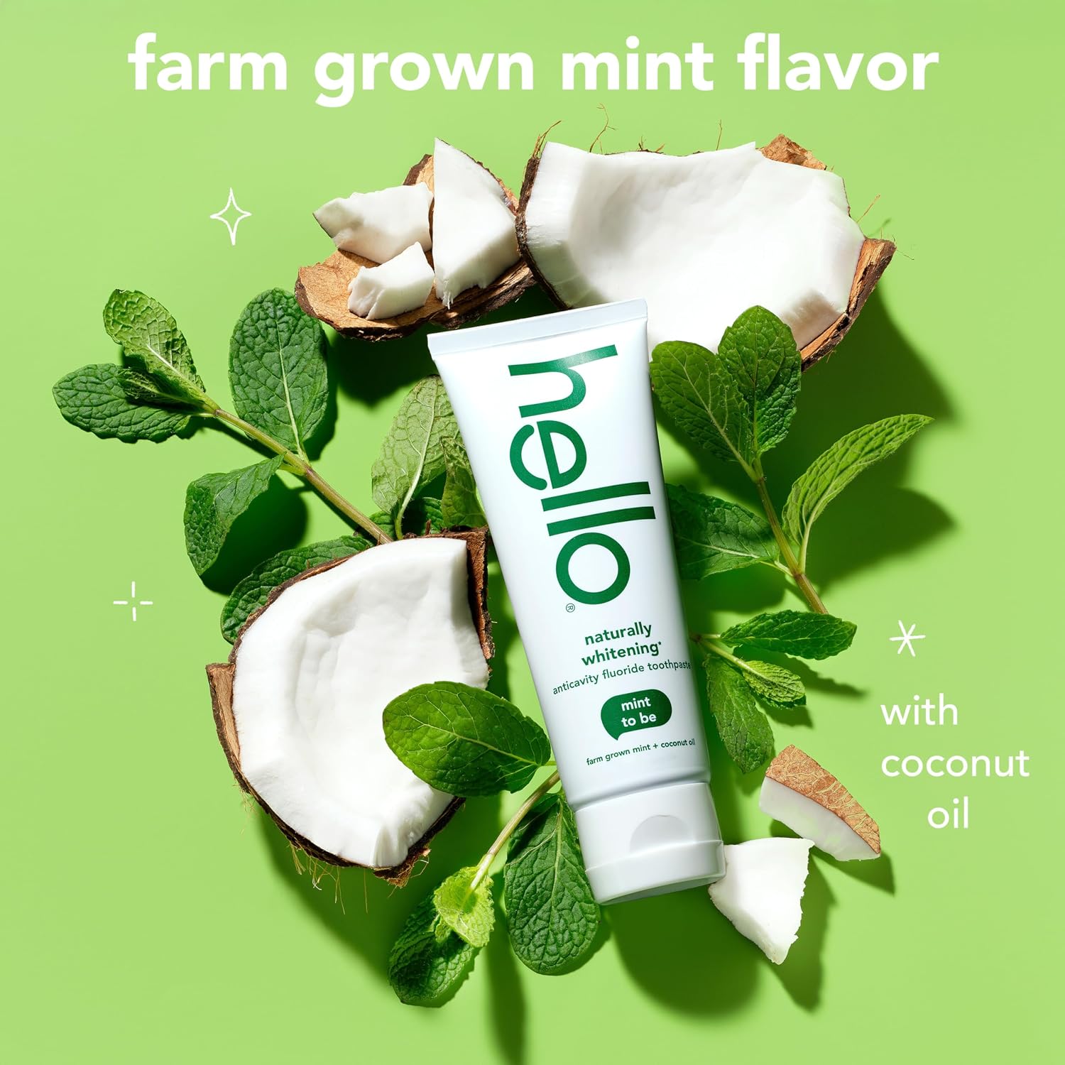 Hello Naturally Whitening Anticavity Fluoride Toothpaste, 5 Oz Tube, Natural Whitening Toothpaste with Coconut Oil, Whitens Naturally and Helps Remove Surface Stains, SLS Free, Vegan, Mint, 3 Pack | Anticavity Fluoride Toothpaste with Coconut Oil, Helps Remove Surface Stains, Strengthens Enamel, SLS Free, Vegan - Image 4