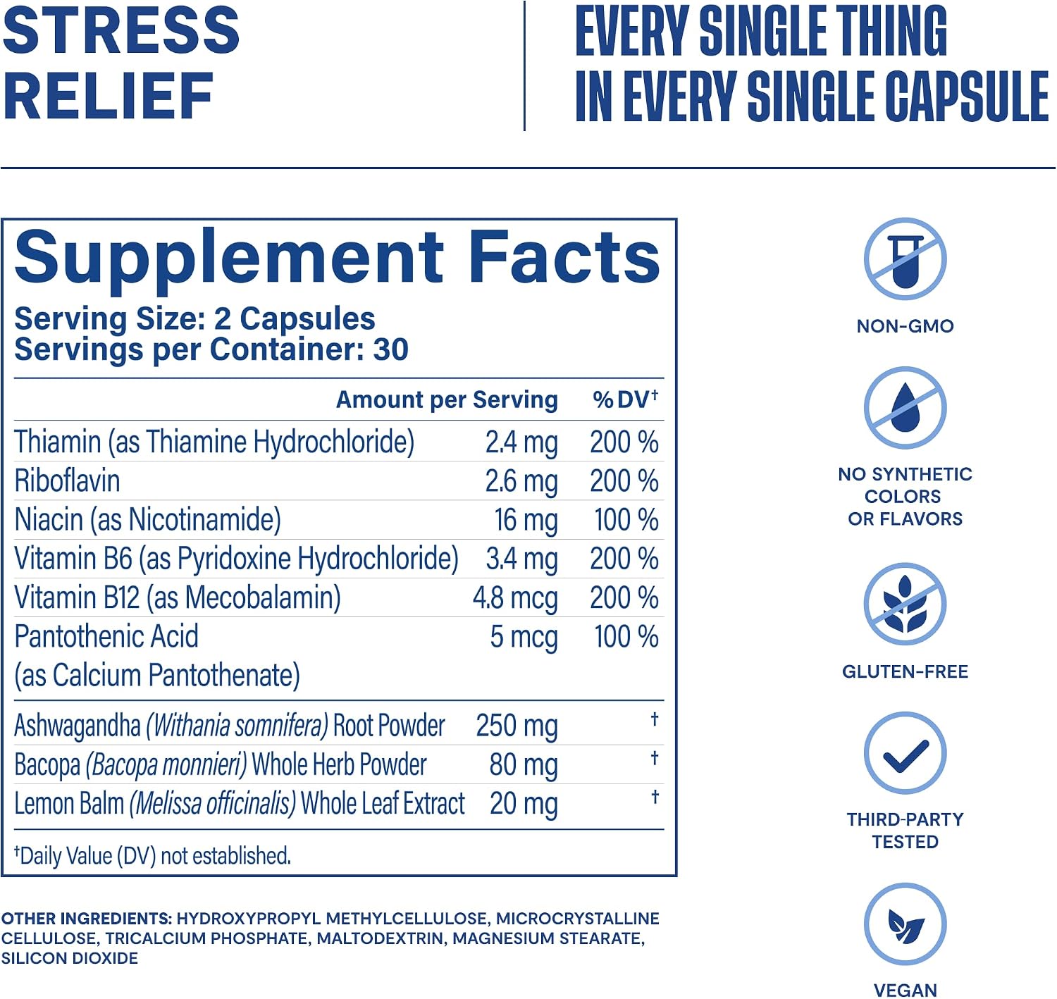 Habit Stress Relief Supplement (60 Capsules) - New Look, Supports Relaxation & Mood Balance, Vitamin B, Adaptogens, Lemon Balm, Calming, Vegan, Non-GMO (1 Pack) - Image 8