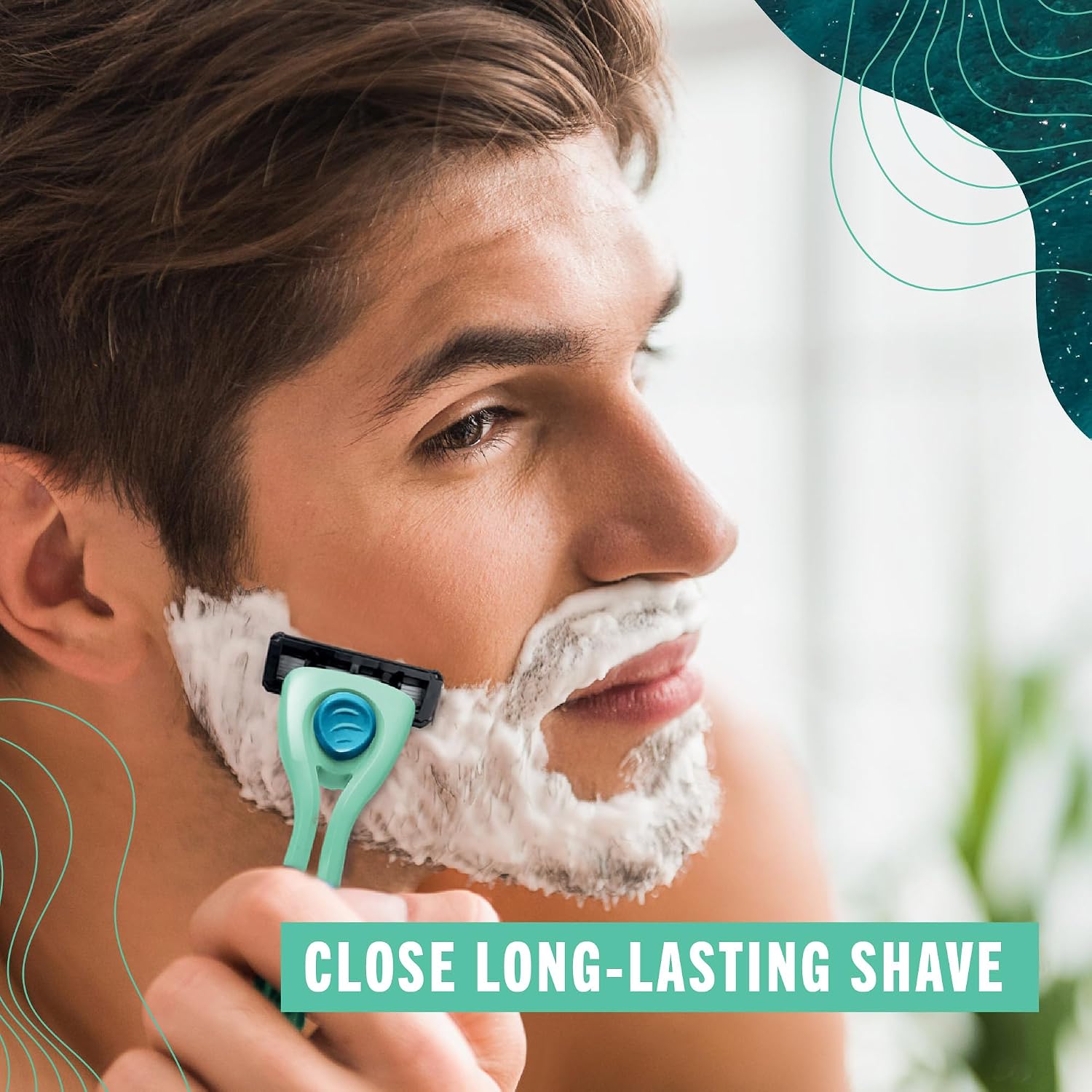 Preserve POPi Shave 5 Razor, Recycled Ocean Plastic Handle, Neptune Green | Includes 5-Blade Cartridge; Vitamin E Lubricating Strip; Ergonomic Grip; For Men & Women; Cruelty-Free - Image 4