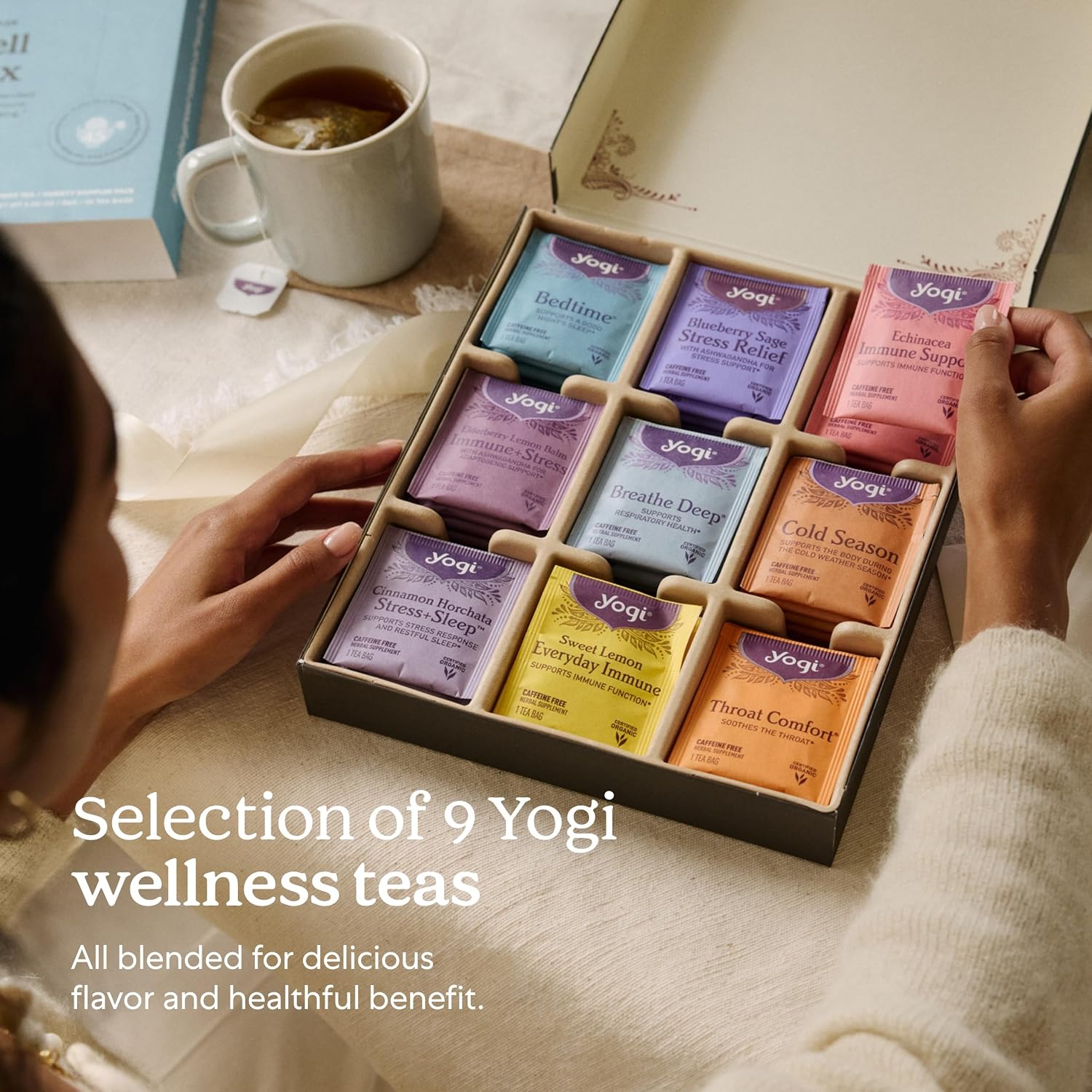 Yogi Get Well Gift Box, 45 Tea Bags (5 Bags per Flavor) | Caffeine-Free Wellness and Immunity Variety Pack with 9 Delicious Herbal Teas, a Thoughtful Tea Gift Set - Image 6