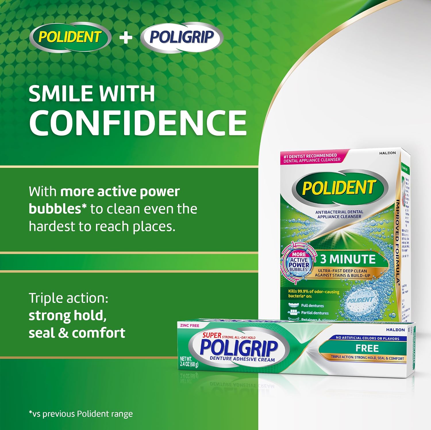 Poligrip Free Denture Adhesive Cream, Strong All Day Hold, Food Seal, Comfort, Clinically Proven, Flavor Free, Zinc Free, 2.4 Oz, 4 Count - Image 9