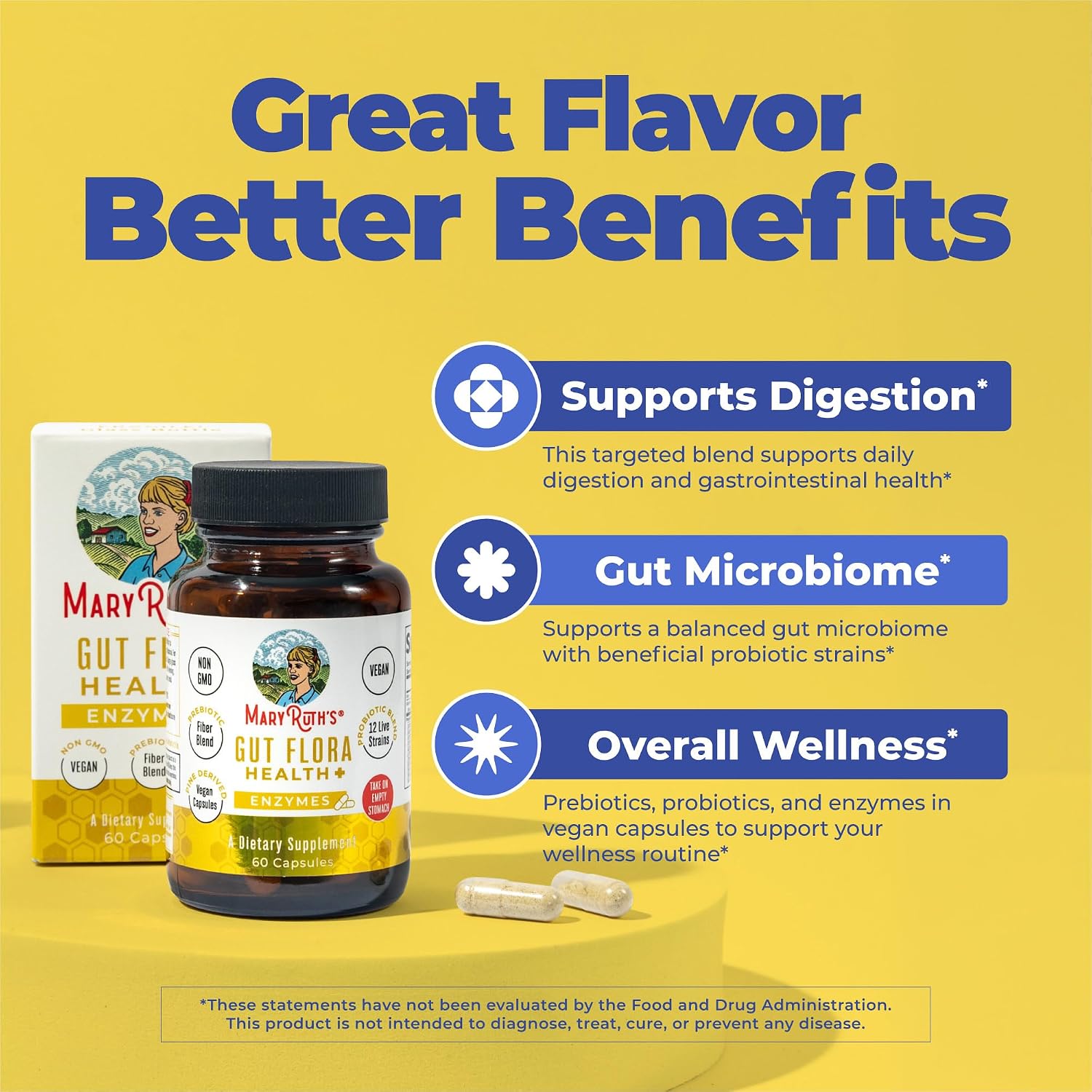 MARYRUTH'S Gut Flora Health+ Enzymes, Gastrointestinal Health, 60 Capsules | Digestive Enzymes, Healthy Gut Biome & Digestive Support, Gastrointestinal Health, CLP Certified, 60 Capsules 2 Month Supply - Image 4