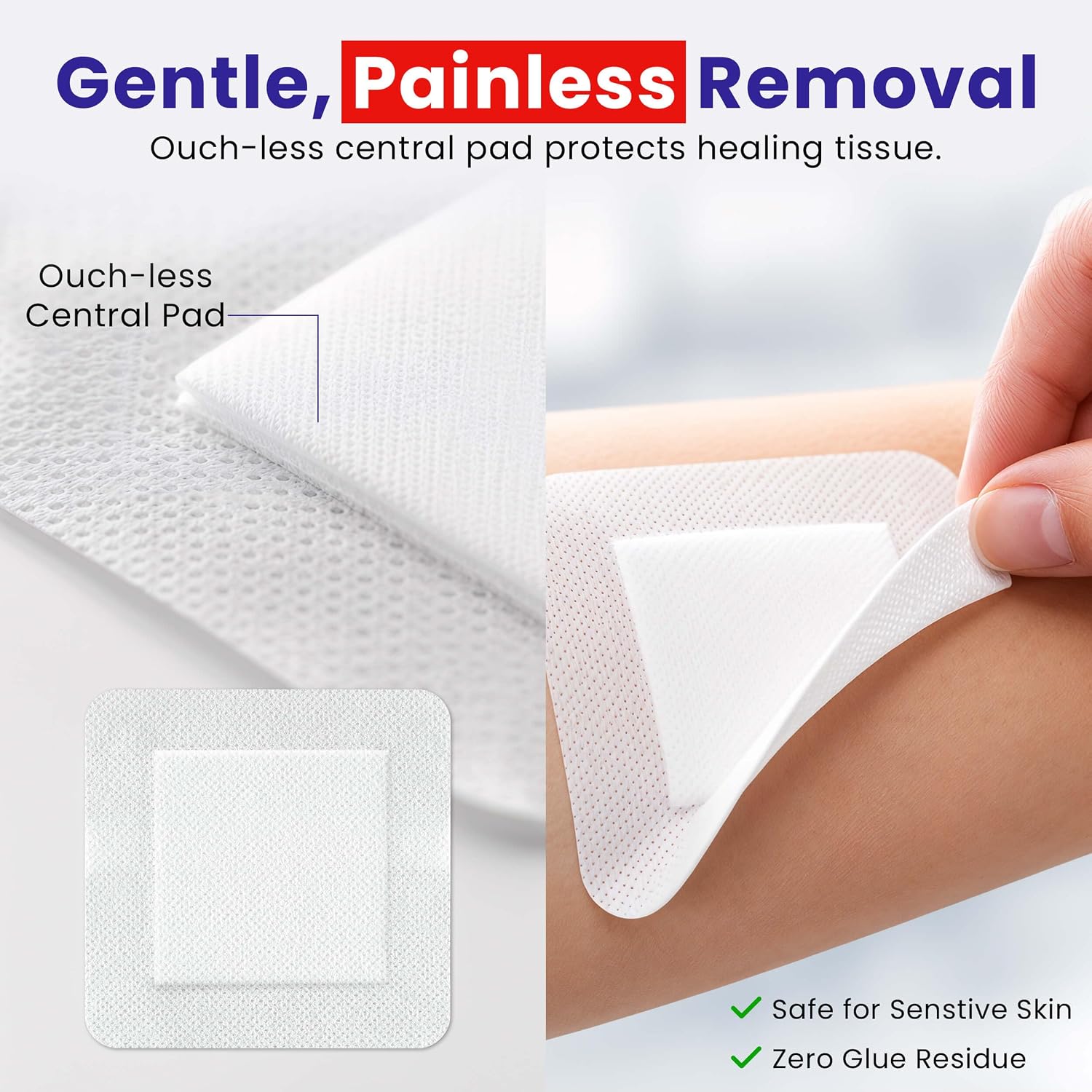 HEALQU Island Dressing - 4"x4", 30 Count - Bordered Gauze Sterile Individually Wrapped Gauze Pads, Water-Resistant, Non-Woven Backing - Soft and Breathable Wound Dressing for First Aid and Medical | Water-Resistant, Latex-Free, High Absorbent, Adhesive Border, Non-Stick Center, Breathable Pad - Image 5