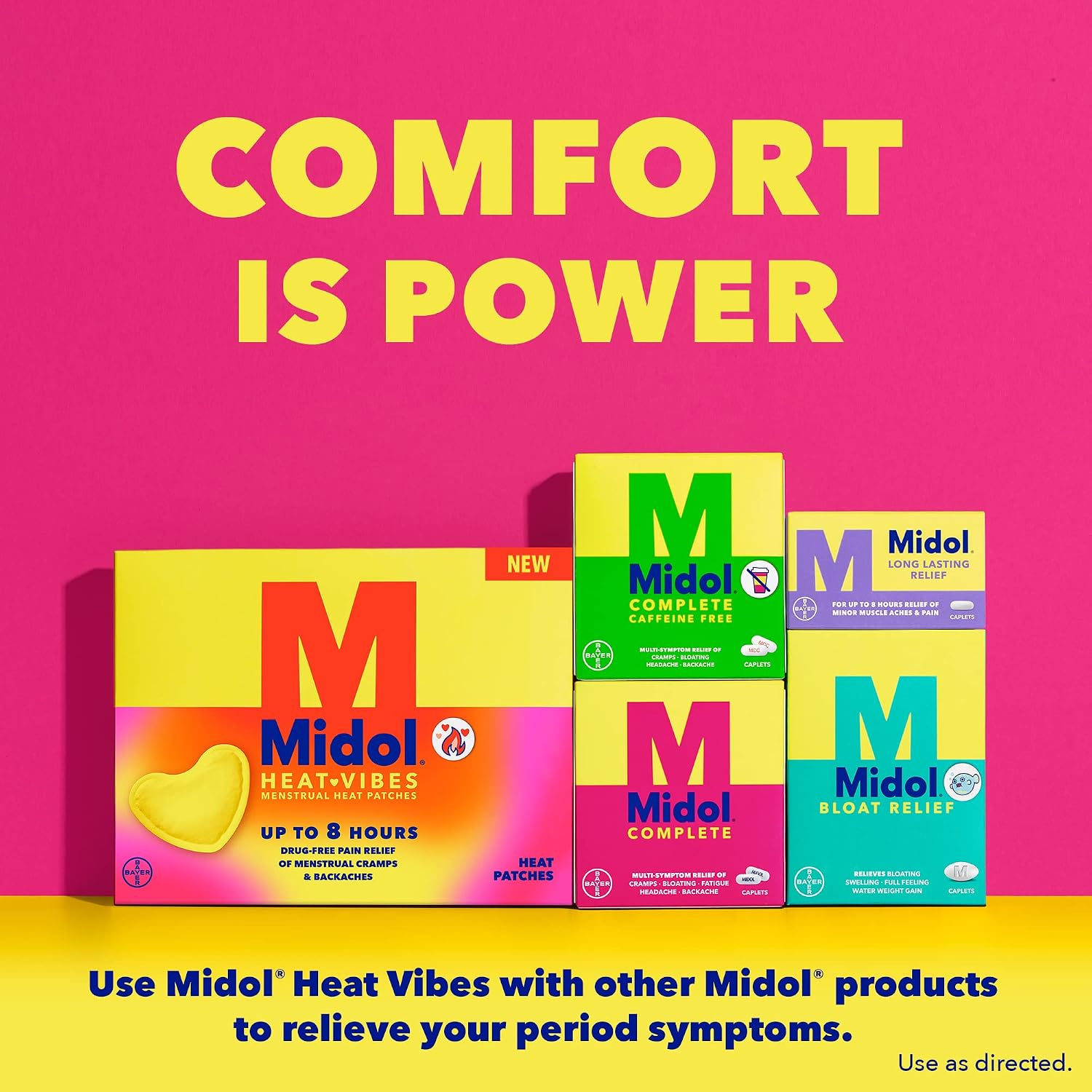 Midol Heat Vibes Menstrual Pain Relief Heat Patches - 6 Count Pack for Period Cramps and Backache - Image 6