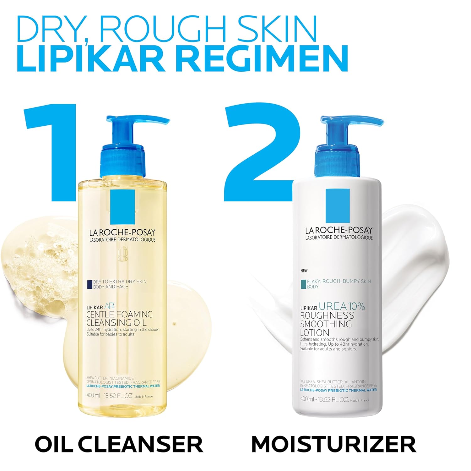 La Roche-Posay Lipikar Urea 10% Body Lotion for Dry Skin, 13.52oz | Rough and bumpy skin lotion with shea butter and allantoin that softens and smooths skin with 1 application. - Image 6