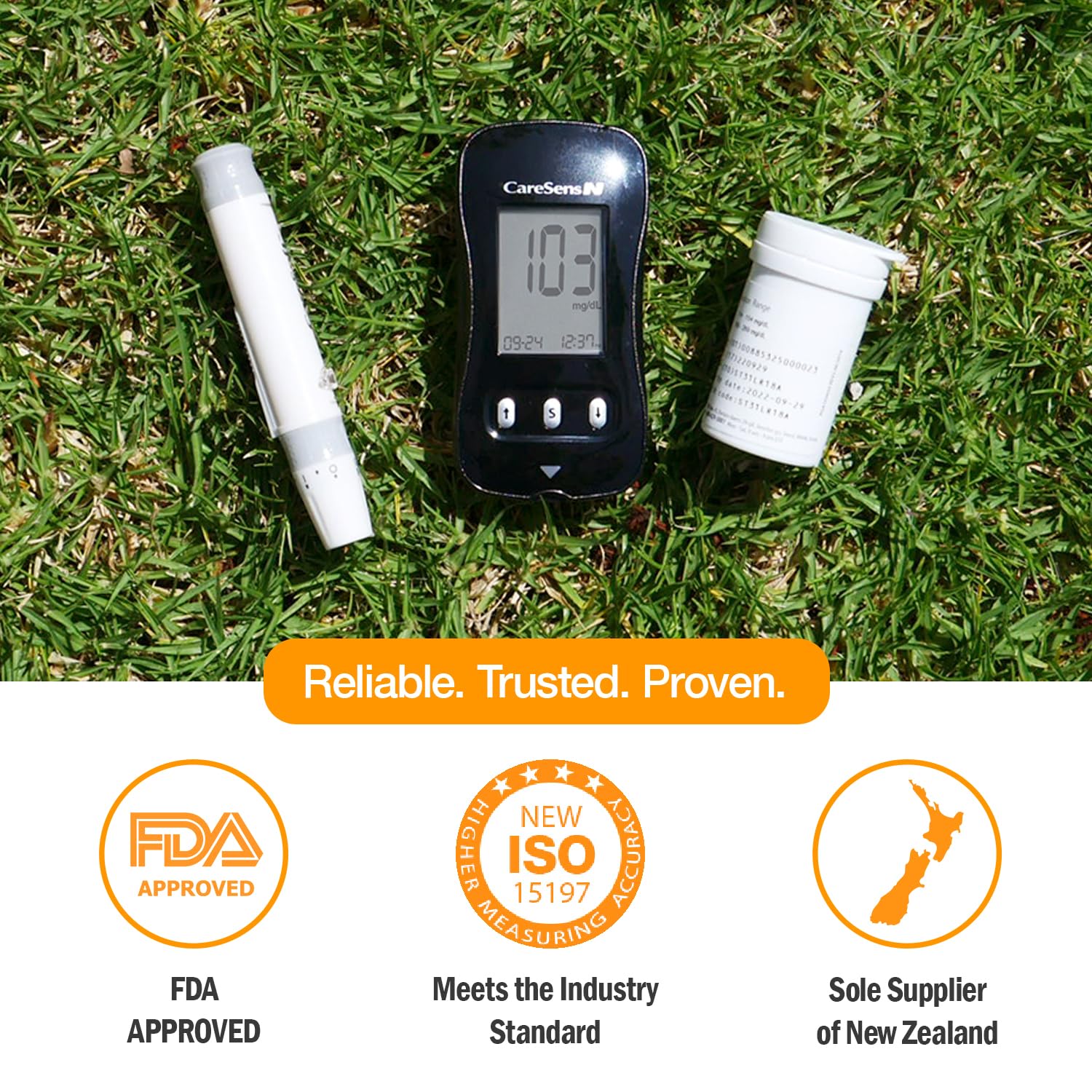 CareSens N Blood Glucose Monitor Kit with 100 Blood Sugar Test Strips, 100 Lancets, 1 Blood Glucose Meter, 1 Lancing Device, 1 Control Solution, Travel Case for Diabetes Testing for Personal Use - Image 2