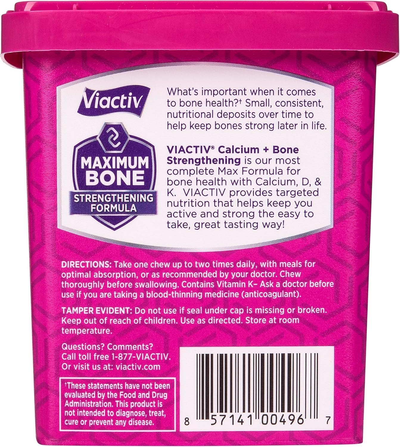 Viactiv Calcium + Vitamin D Supplement Soft Chews for Women & Men - Chewable Calcium for Bone Health Support, 650 mg per Serving, Vitamin D & K for High Absorption - 60 Count, Caramel - Image 4