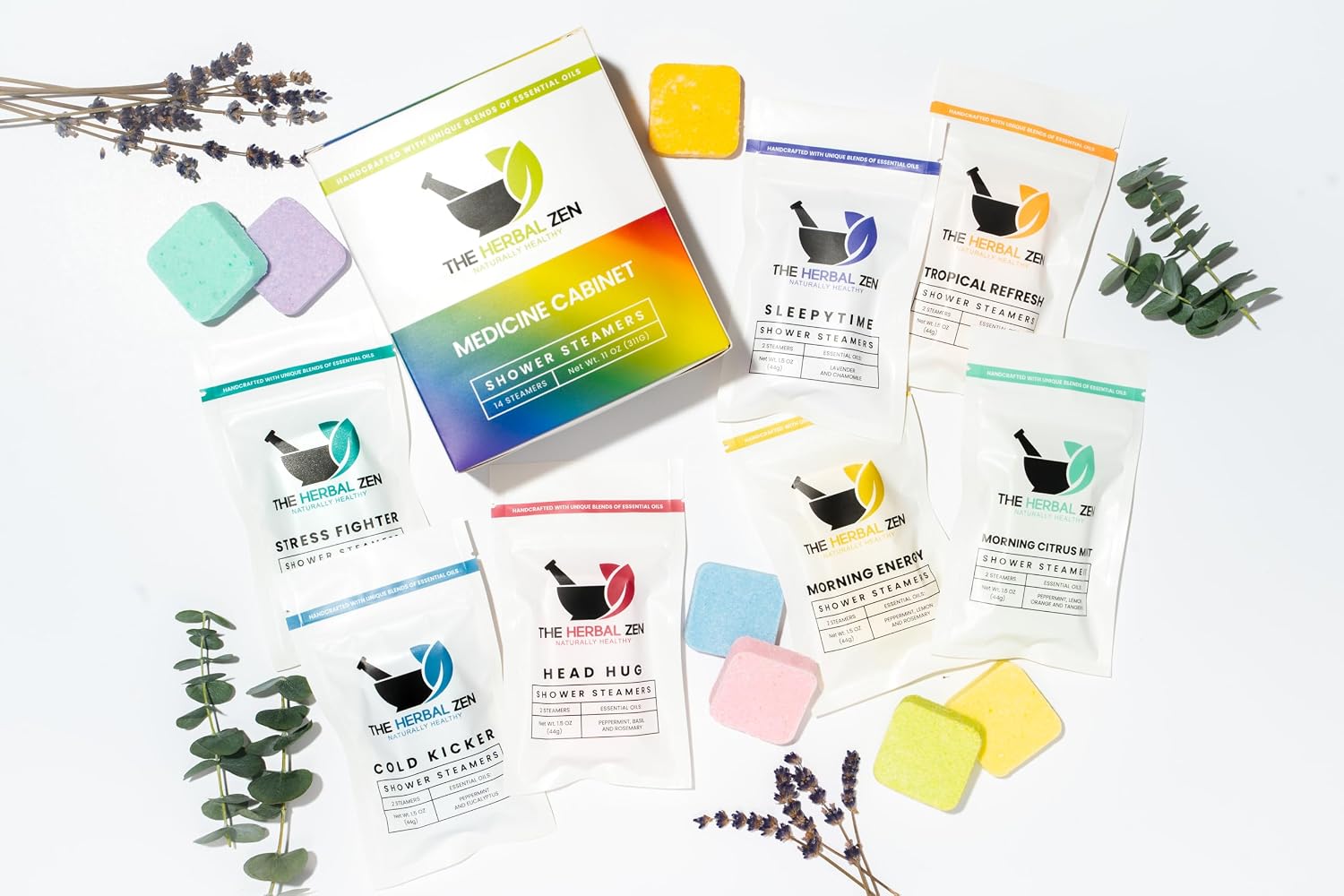 The Herbal Zen Shower Steamers Aromatherapy Pure Essential Oils - 14 Pack | 7 Blends Variety Gift Set | Shower Bombs Aromatherapy for Women and Men | Natural Vapor Tablets | Handmade in USA - Image 9