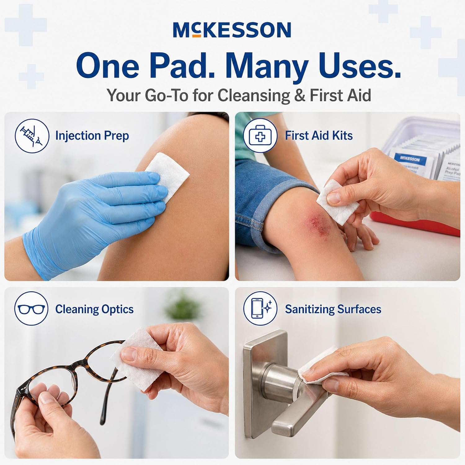 McKesson Alcohol Prep Pads, Sterile, Medium Size, 2-Ply, First Aid, 200 ct | Individually Wrapped Wipes, 70% Isopropyl Alcohol, Medical Grade, Individual Packet - Image 4