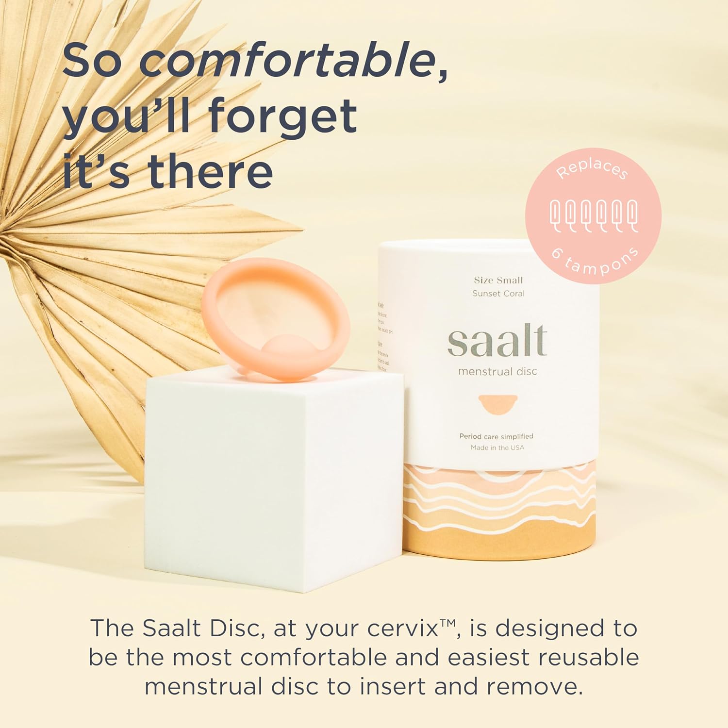 Saalt Menstrual Disc, Reusable Medical-Grade Silicone Period Disc | Removal Notch, Tampon Alternative, Leak-Free Protection Up to 12 Hours, Made in USA, Lasts 10 Years, Coral, Regular - Image 2