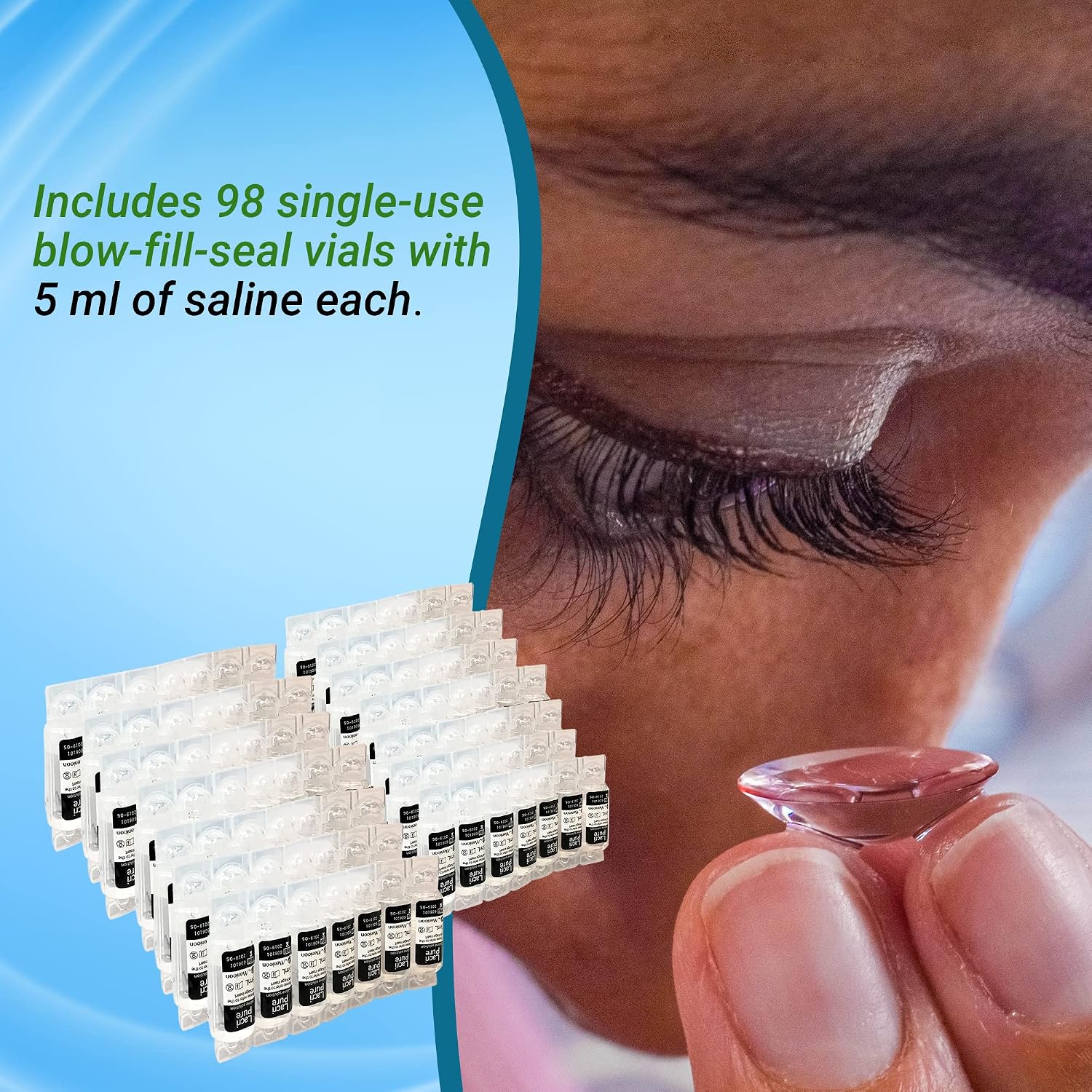 Menicon LacriPure Saline Contact Lens Solution 5ml 98 vials 3 Months Supply - Image 4