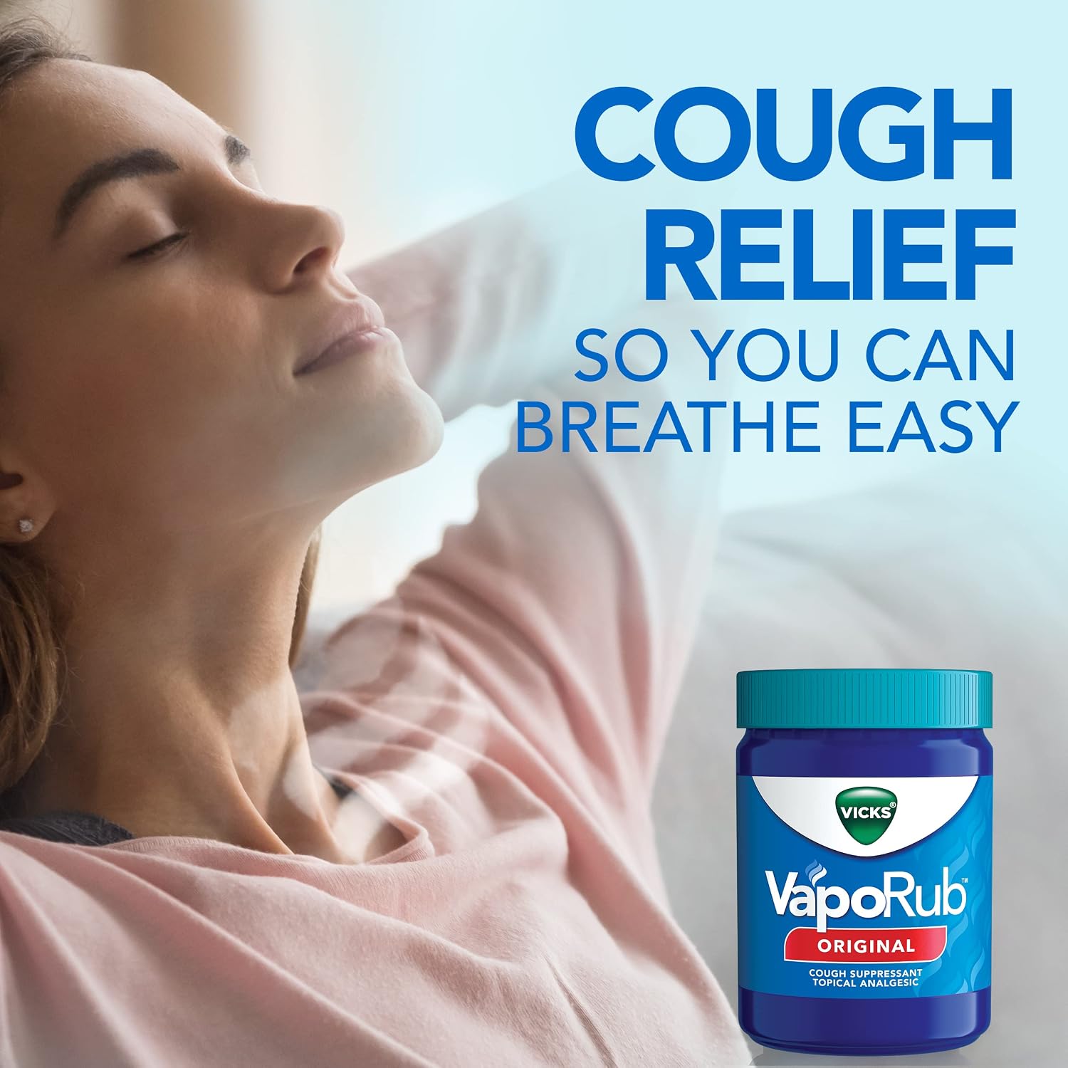 Vicks VapoRub, Original, Cough Suppressant, Topical Chest Rub & Analgesic Ointment, Medicated Vicks Vapors, Relief from Cough Due to Cold, Aches & Pains, 1.76oz each (pack of 3) - Image 3
