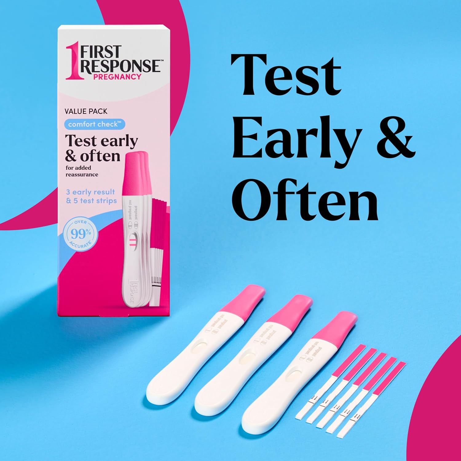 FIRST RESPONSE Comfort Check Pregnancy Test, 8 Count, Pink & White | Test As Early As 6 Days*, Over 99% Accurate*, Early Pregnancy Detection, Answers In Minutes, Trusted For 30 Years - Image 3