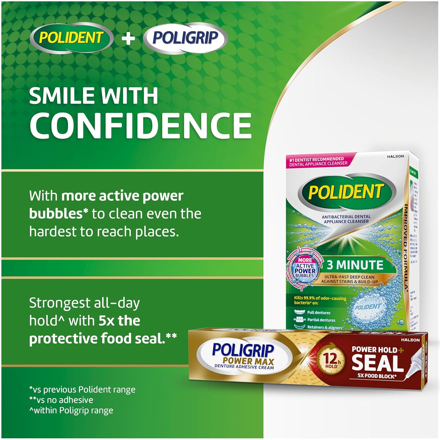 Poligrip Power Max Power Hold plus Seal Denture Adhesive Cream, Denture Cream for Secure Hold and Food Seal, Flavor Free - 2.2 oz - Image 8