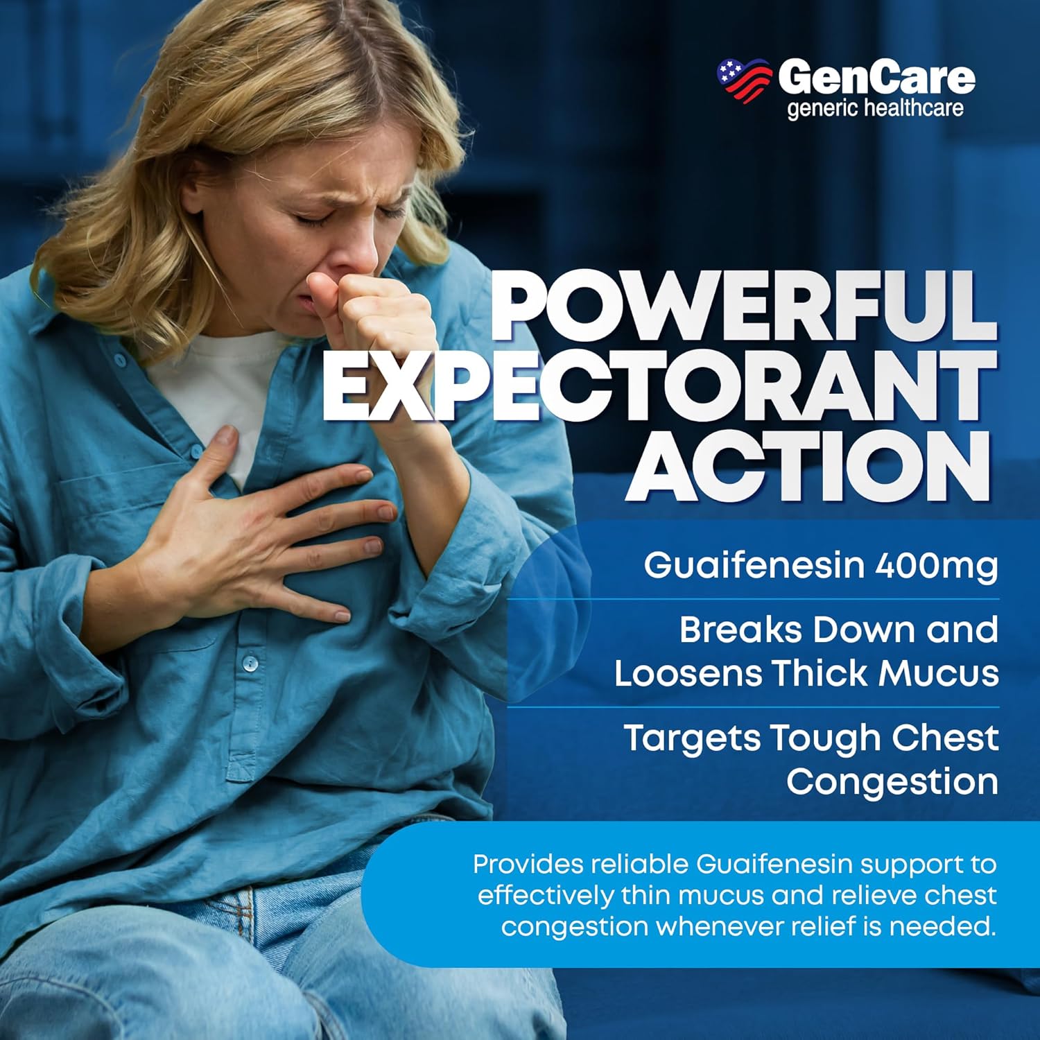 GenCare Mucus Relief Expectorant Guaifenesin 400mg, 200 Tablets | Compares to Mucinex; fast-acting expectorant, chest congestion relief - Image 3