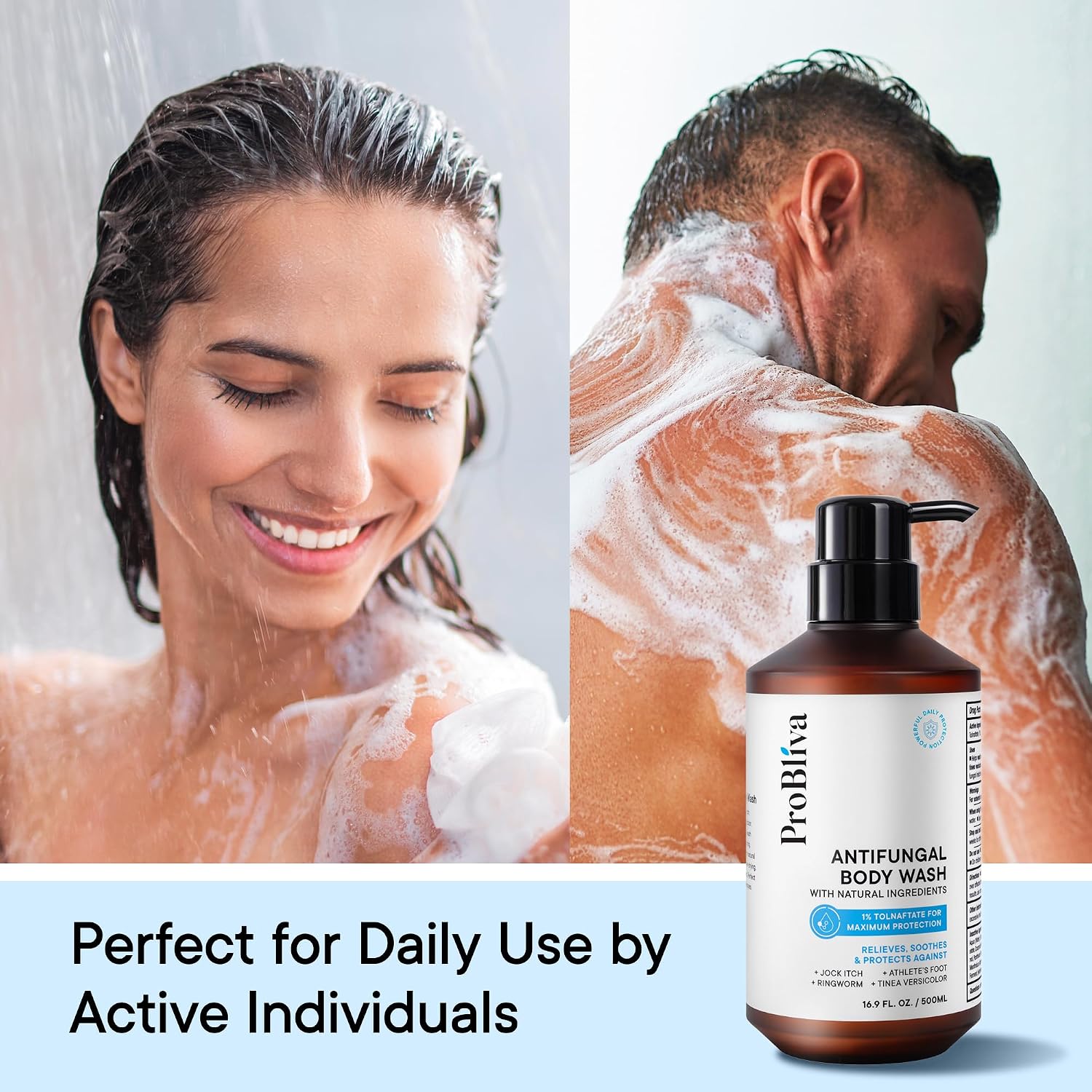 ProBliva Antifungal Body Wash Treatment Soap - Jock Itch, Ringworm, Back Acne, Tinea & Foot Odor – Skin Relief Cleanser Gel with Tea Tree Oil & Tolnaftate for Men and Women (with Brush Kit) - Image 7