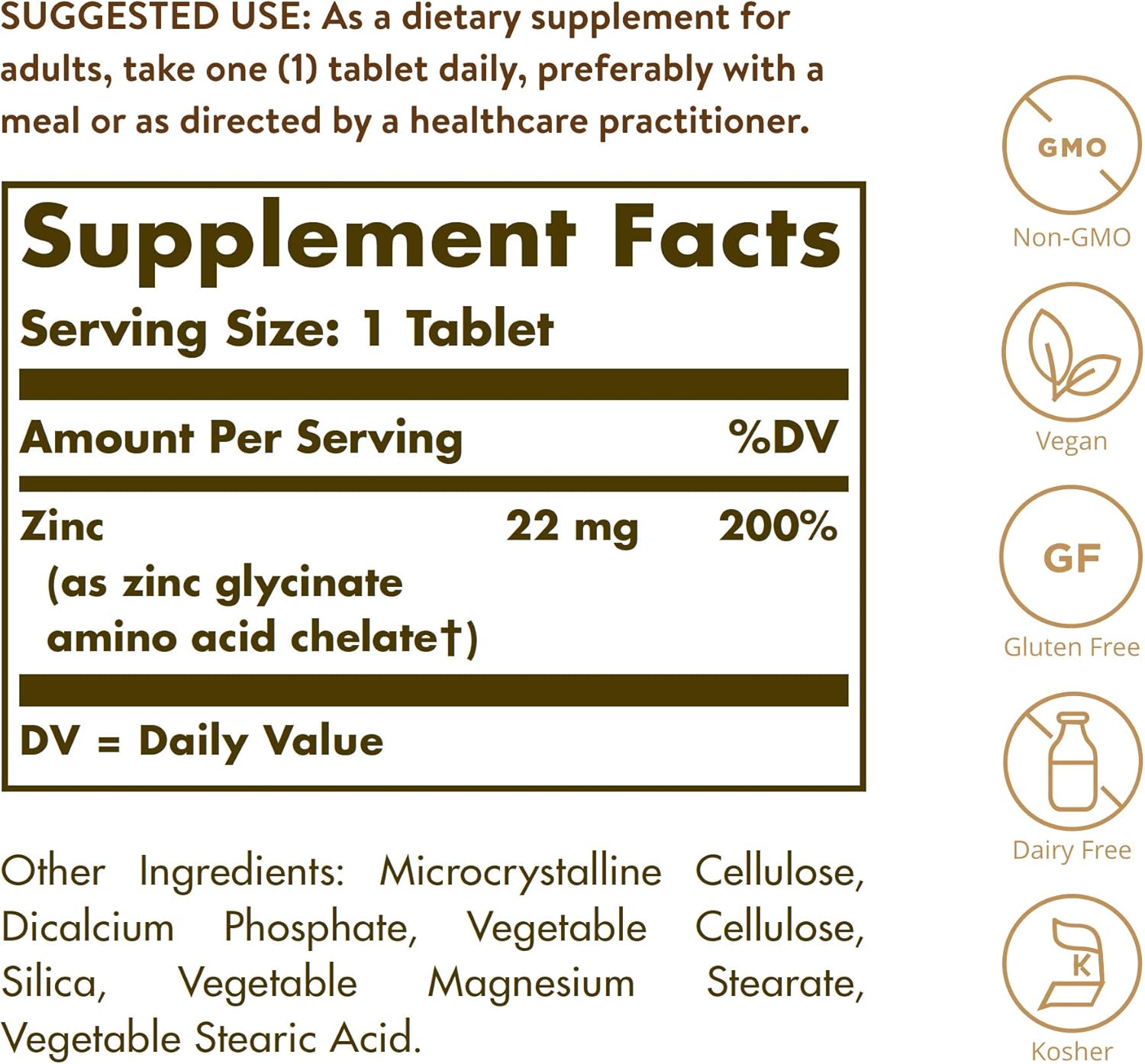 Solgar Chelated Zinc, 250 Tablets - Zinc for Healthy Skin - Supports Cell Growth & DNA Formation - Exerts Antioxidant Activity - Supports A Healthy Immune System - Non GMO, Vegan - 250 Servings - Image 2