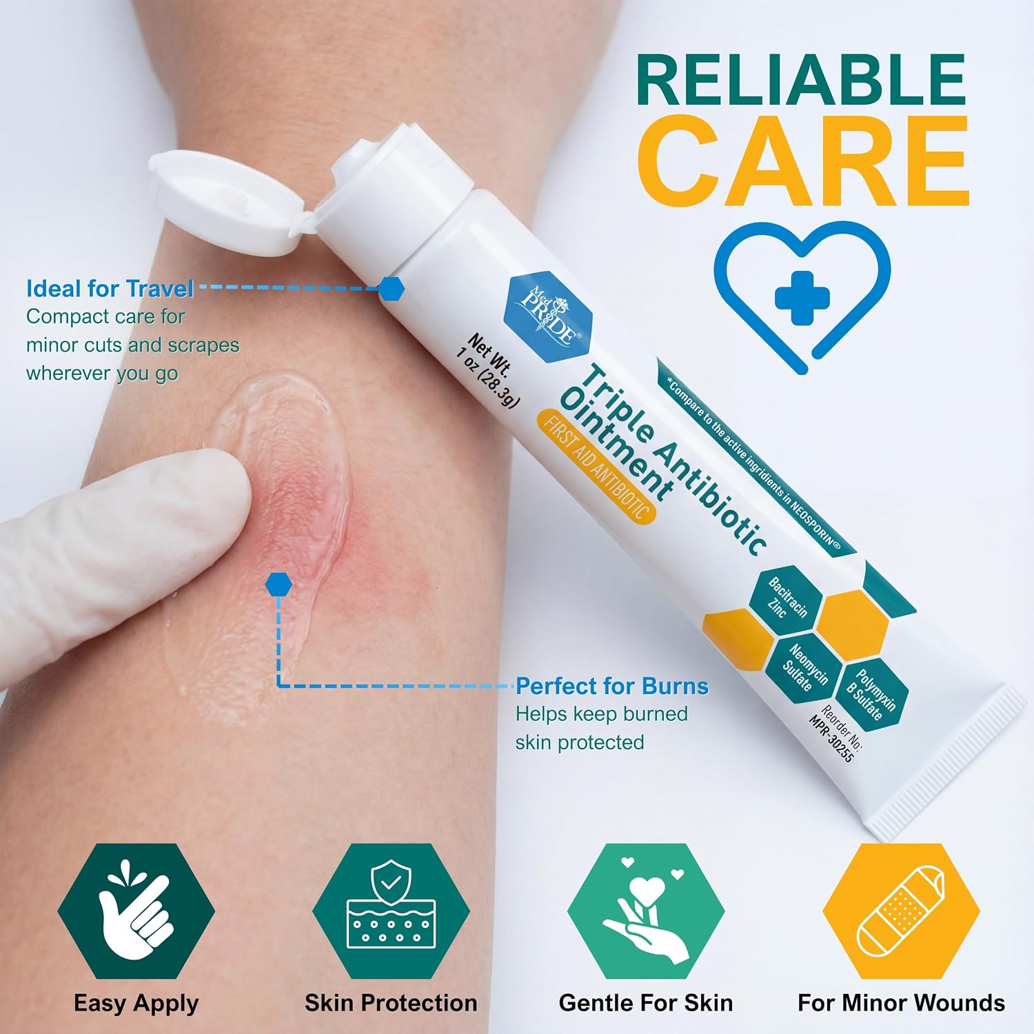 MED Pride Triple Antibiotic Ointment, First Aid Cream, 1 oz Tubes, 4-Pack - Image 4
