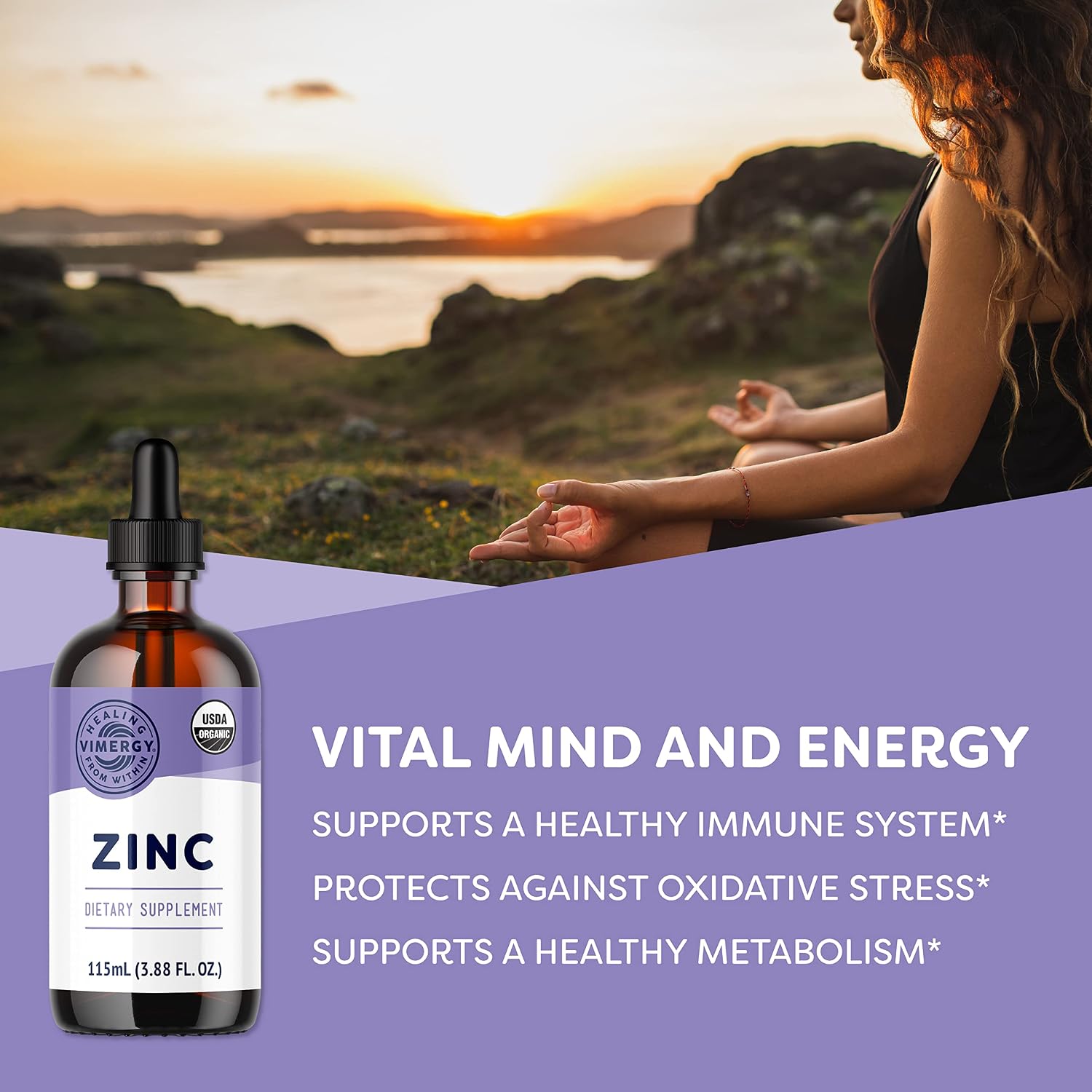 VIMERGY Liquid Zinc 7.5mg, Organic Immune Support, 115 mL, 57 Servings | Supports Resilient Immune Health*, Nourishes Healthy Bones and muscles*, Promotes Healthy Hair, Skin, and Nails*, Vegan" - Image 2
