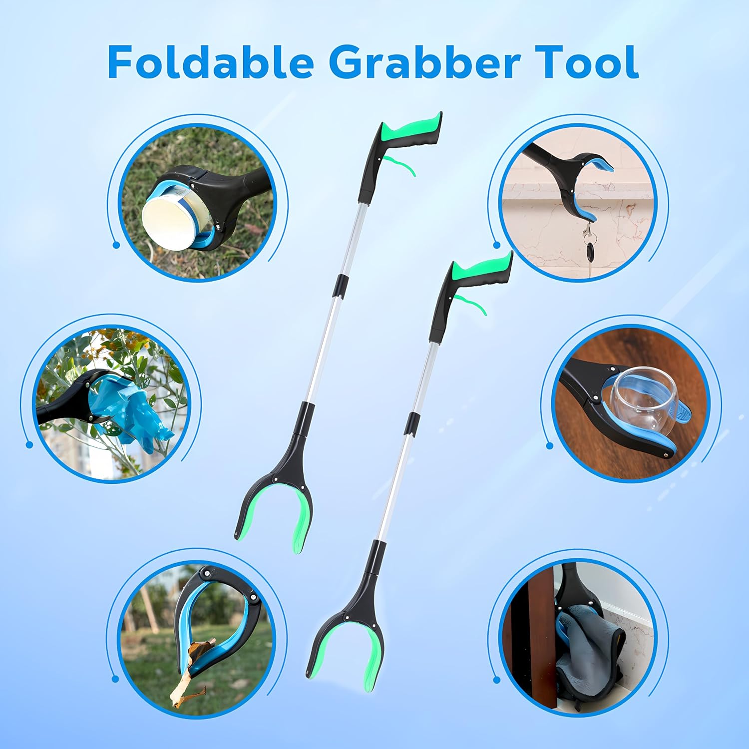 Grabber Reacher Tool - 32” Extra Long Foldable Gripper and Reaching Tool - Heavy Duty Pick Up Stick Grabbers for Seniors, Trash, Surgery Recovery Must Haves Gifts (Green) - Image 5