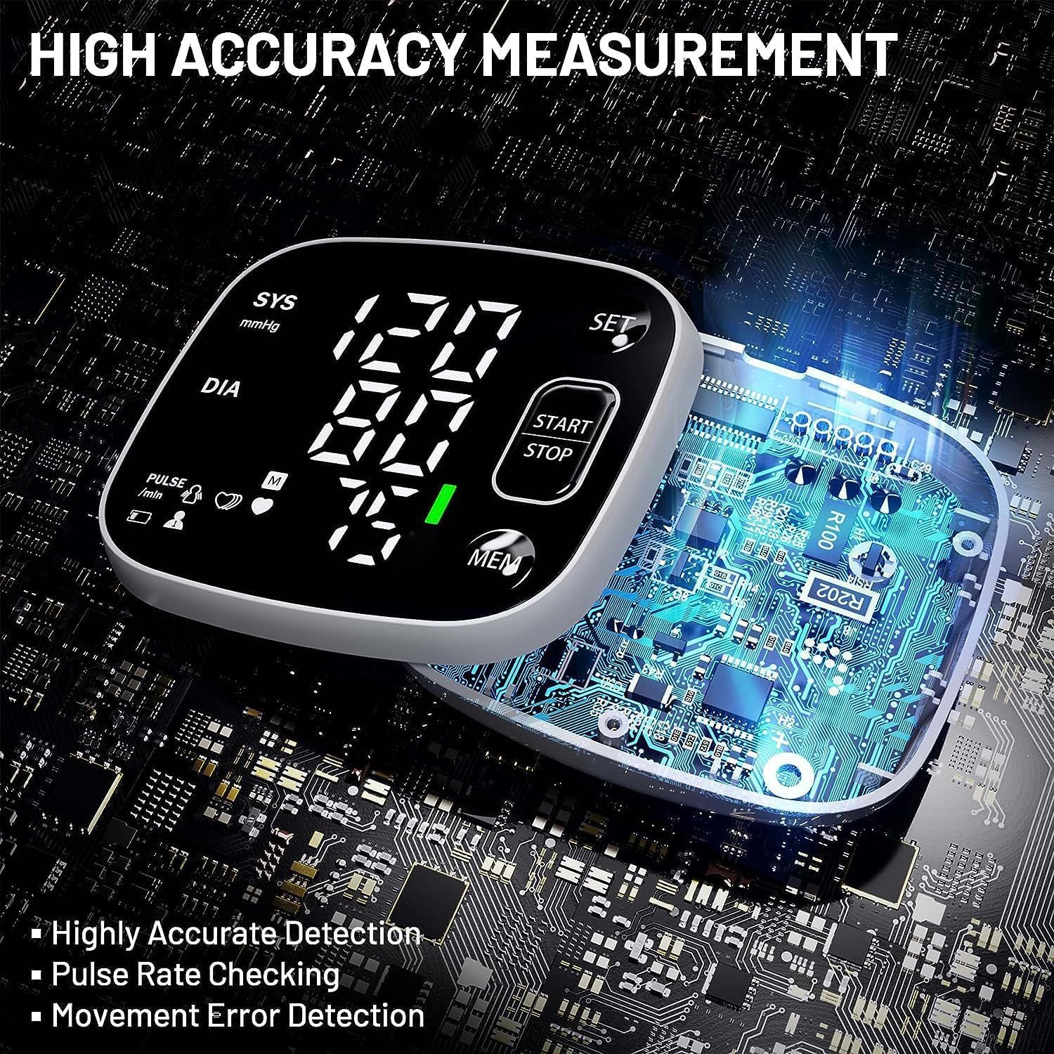 Oklar Wrist Blood Pressure Monitor, FDA Cleared Rechargeable BP Machine | For Home Use, with Adjustable Cuff (4.92-8.46 Inches), 240 Reading Memory for 2 Users, Voice Broadcast, Storage Case Included - Image 2