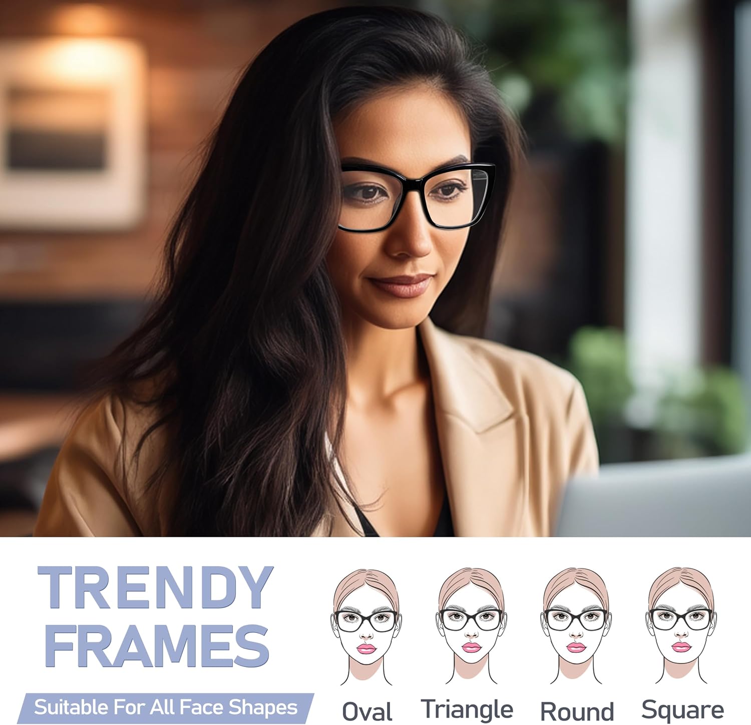 Reading Glasses for Women, 1.50 Fashion Oversized Blue Light Readers | TR90 Lightweight Cat Eye Frames Spring Hinge Eye Glasses with Blue light Protection for All Day Comfort wear & Anti Eyestrain - Image 5