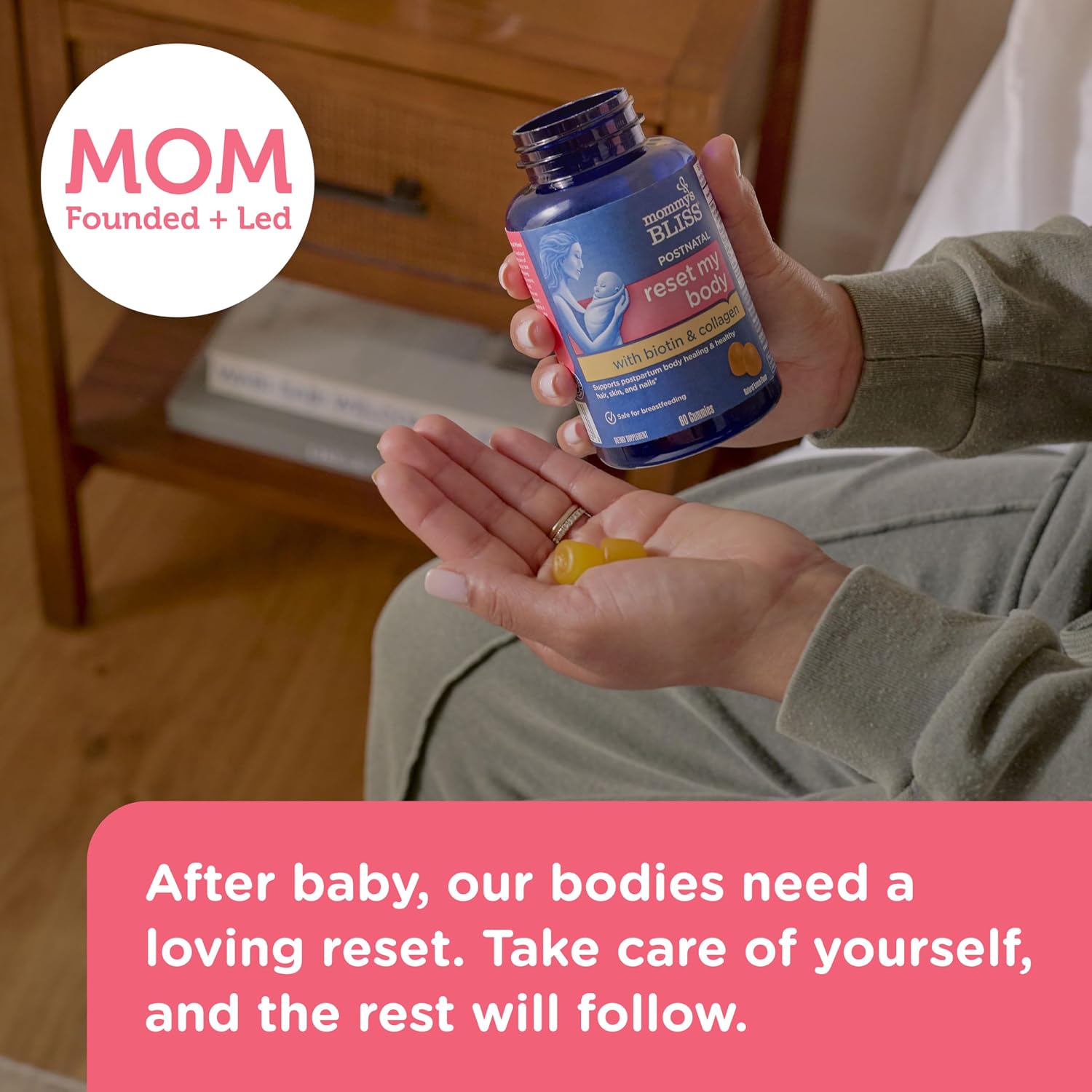 Mommy's Bliss Postnatal Support Reset My Body Gummies with Biotin & Collagen, Supports Postpartum Energy, Healing & Joint Health + Hair, Skin & Nails Health, Gluten Free, 60 Gummies (30 Servings) - Image 4