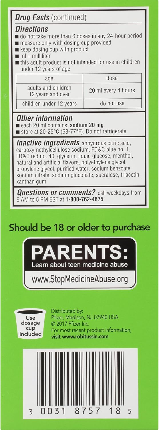 Robitussin DM Cough and Chest Congestion, Raspberry, 8 fl oz | Adult Cough Suppressant and Expectorant, Cough Plus Chest Congestion, Thins and Loosens Mucus, Fast and Effective Relief - Image 8
