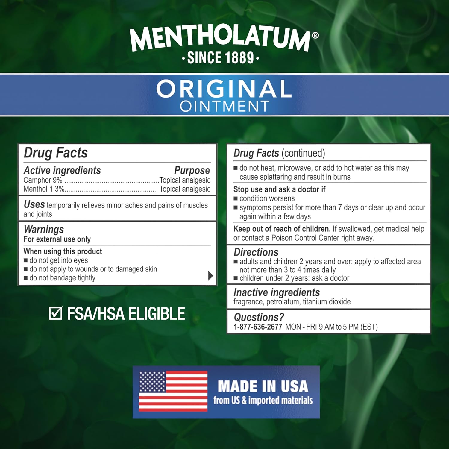 Mentholatum Original Vapor Chest Rub, Topical Analgesic Ointment, Vapors Soothe Nasal Passages & Relieve Chest and Muscle Aches Due To Cold & Cough, All-Natural Medicated Ingredients, 3.0 oz - Image 9