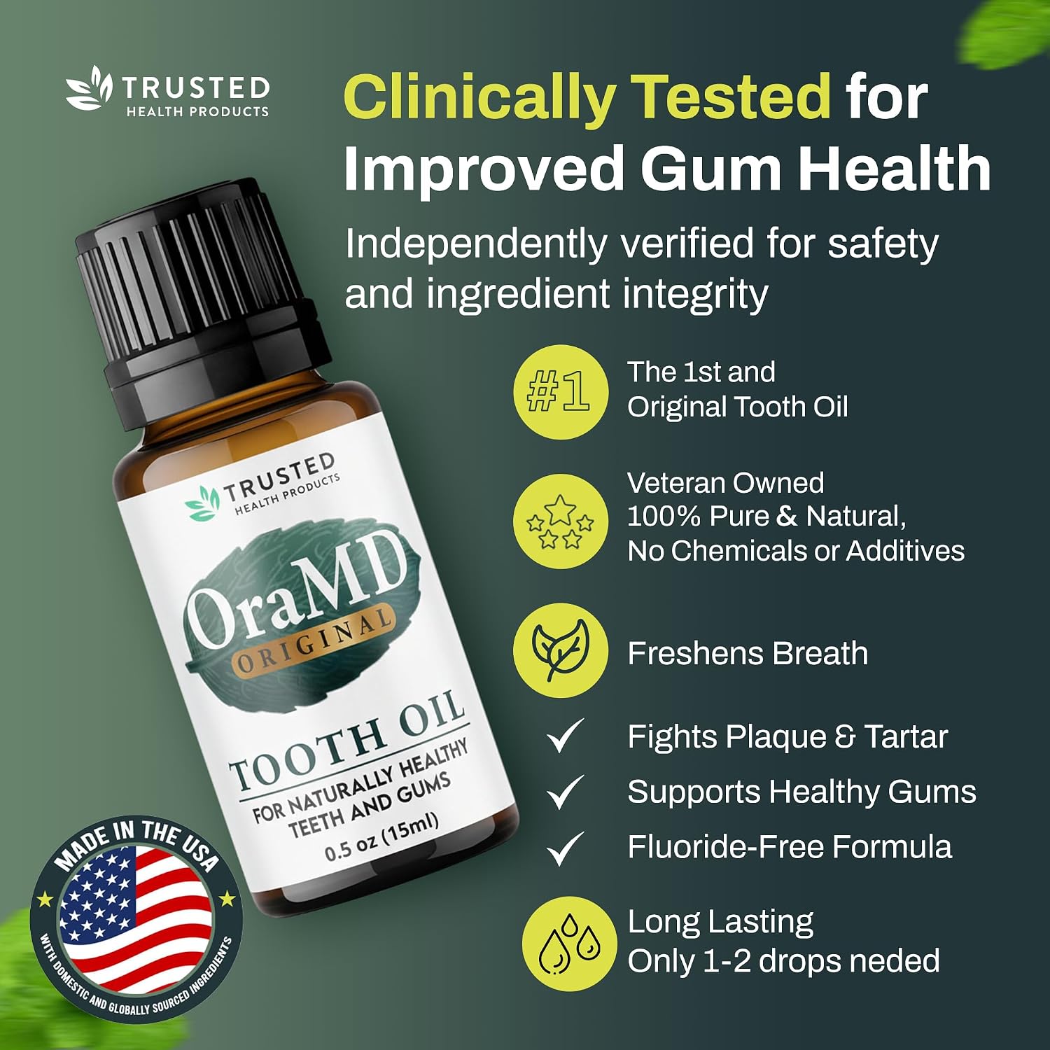 OraMD 4-in-1 Original Tooth Oil - Gum Disease Gingivitis Treatment (1 Pack) | Clinically Tested, Periodontal Disease Treatment, Sensitive Teeth & Gums, Chemical-Free Solution, 250,000+Satisfied Customers - Image 3