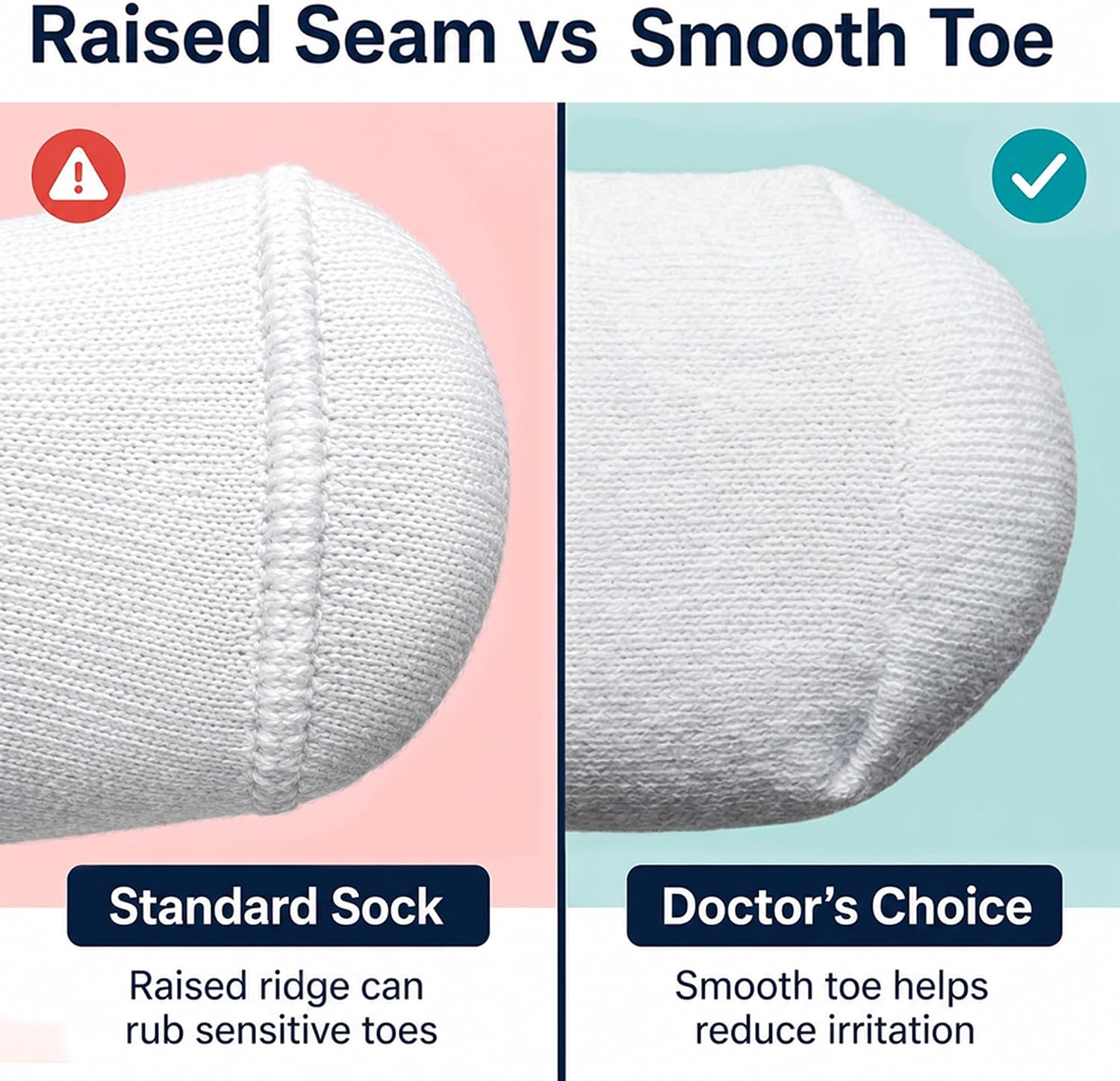 Doctor's Choice Diabetic Crew Socks for Men, Non-Binding Top, 4 Pairs | Seamless Toe, Fully Cushioned Footbed, Moisture-Wicking Fabric, Four-Way Stretch - Image 6