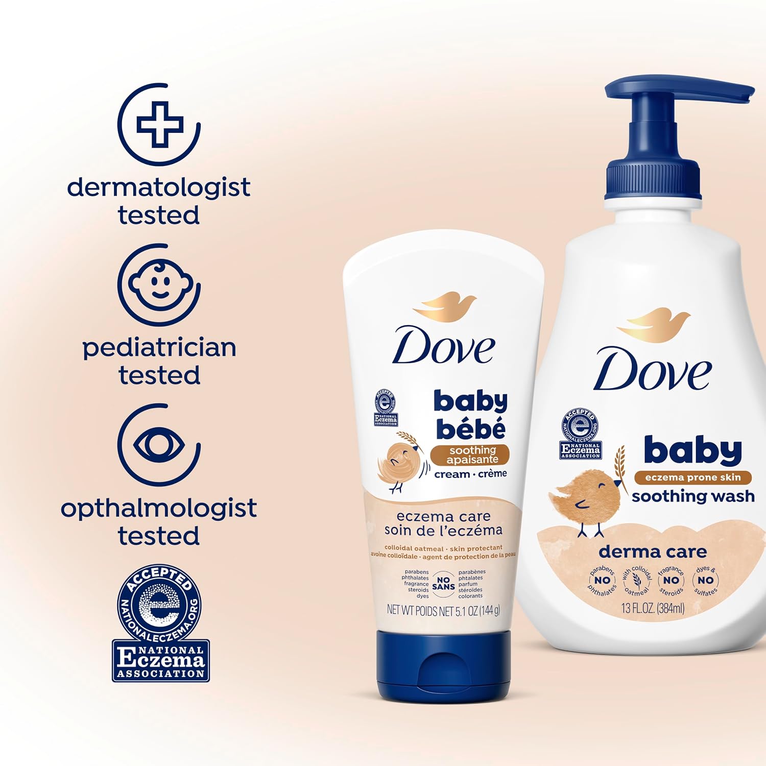 Dove Soothing Cream Eczema Care To Soothe Delicate Baby Skin No Artificial Perfume or Color, Paraben Free, Phthalate Free 5.1 oz - Image 7