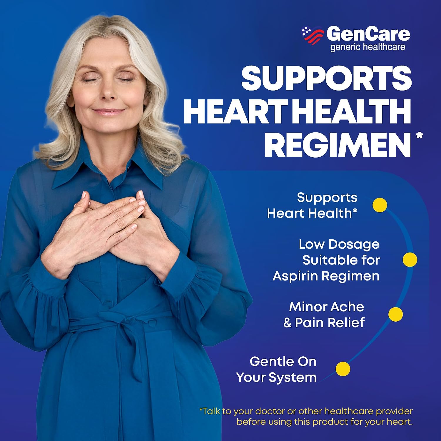 GenCare Low Dose Aspirin 81mg Enteric Coated Tablets, 500 Count | Compares to Bayer; daily low-dose aspirin for heart health, pain & fever relief, baby aspirin - Image 5