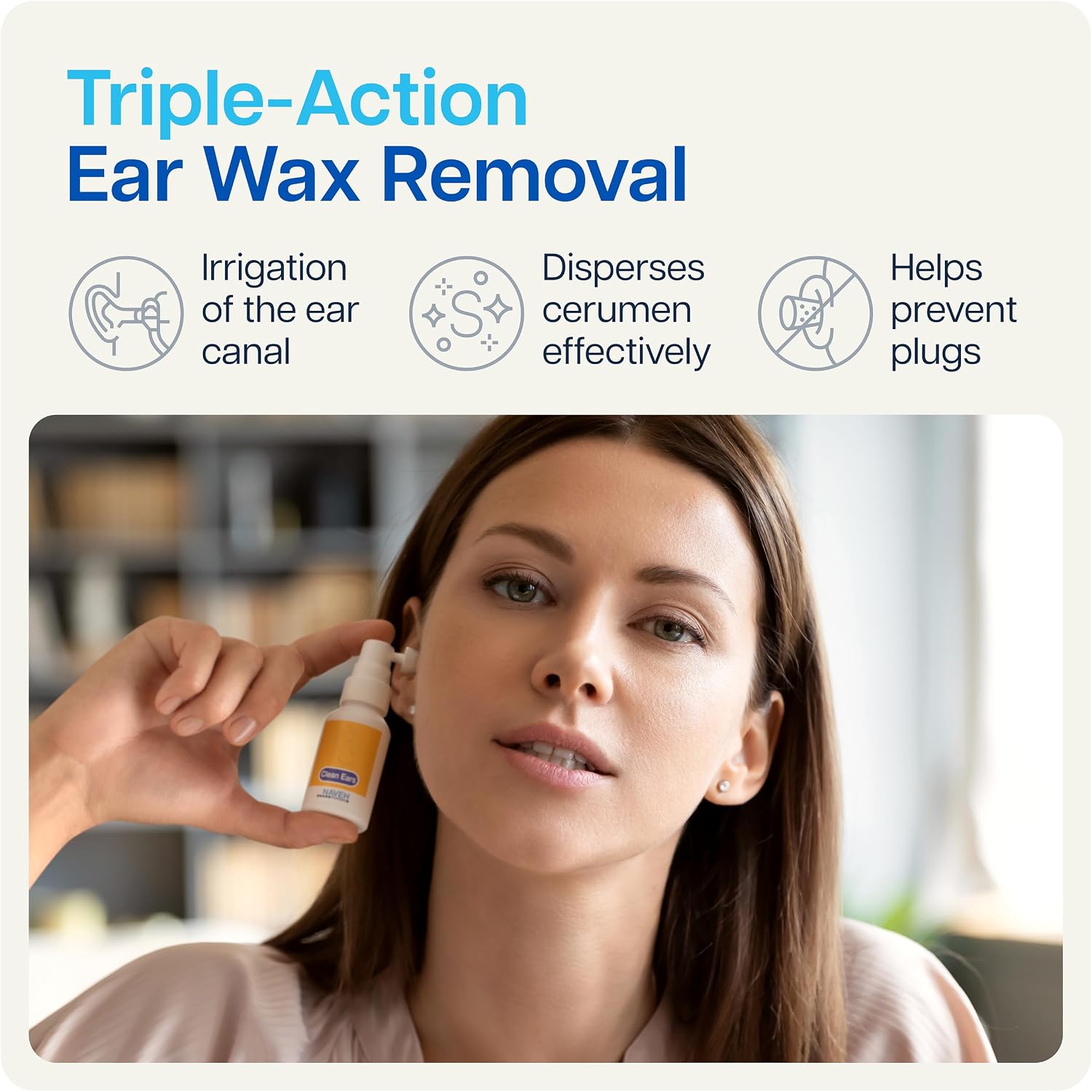 NAVEH PHARMA® CleanEars Ear Wax Removal Spray — Gentle Earwax Softening Spray for Adults, Easy-to-Use Alternative to Mineral Oil, Refreshing Spearmint Aroma, 1 fl oz - Image 3