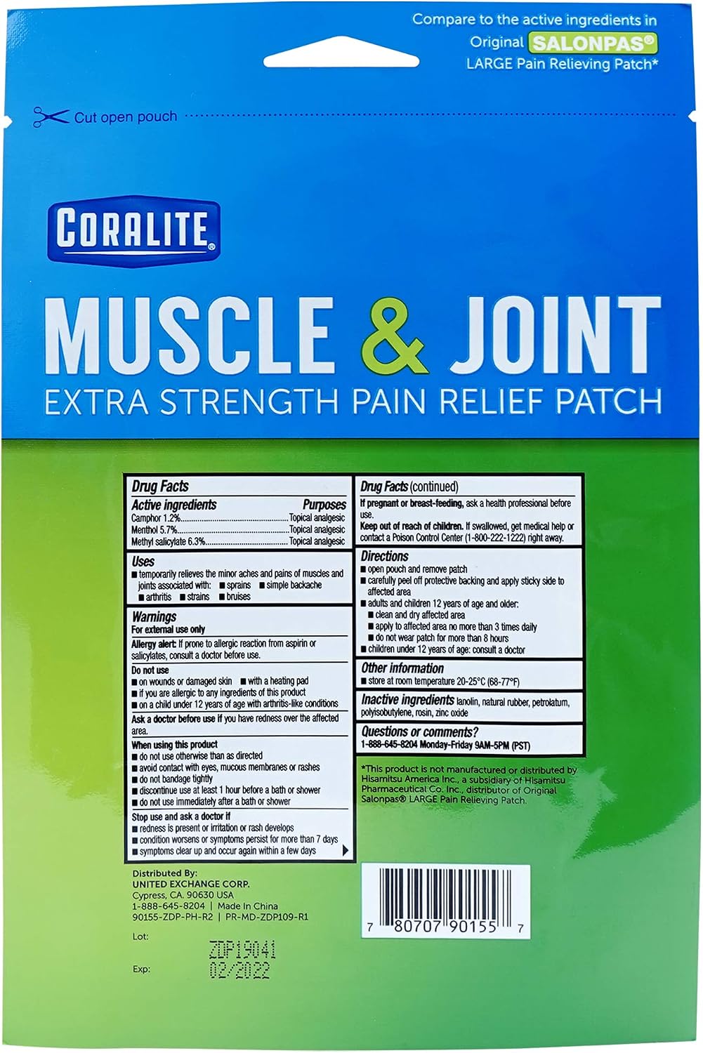 Coralite Pain Relieving Patch - Extra Strength Joint & Muscle Pain Relief Patches for Back Pain, Muscle Soreness and Joint Pain, 2 Patches Per Pack (24 Pack) - Image 6