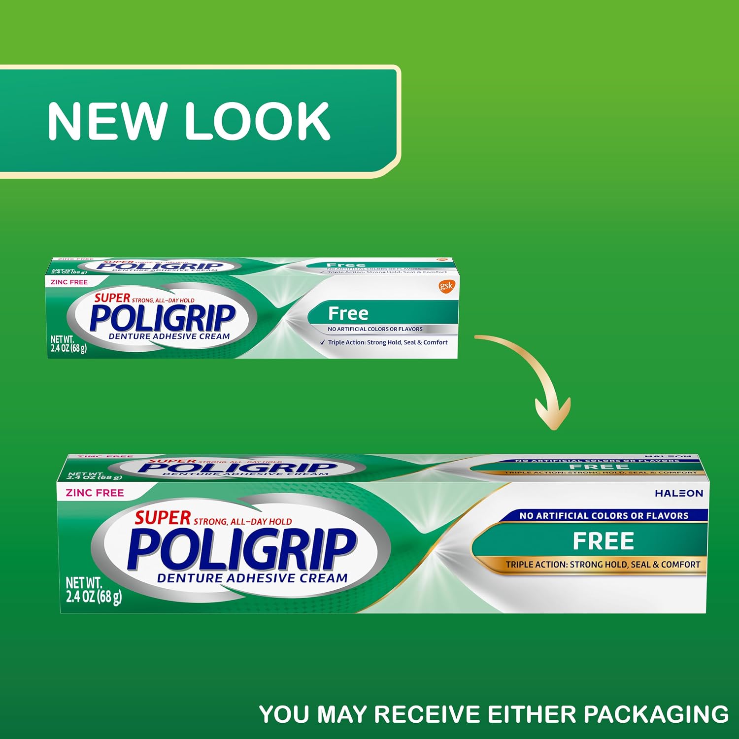 Poligrip Free Denture Adhesive Cream, Strong All Day Hold, Food Seal, Comfort, Clinically Proven, Flavor Free, Zinc Free, 2.4 Oz, 4 Count - Image 11