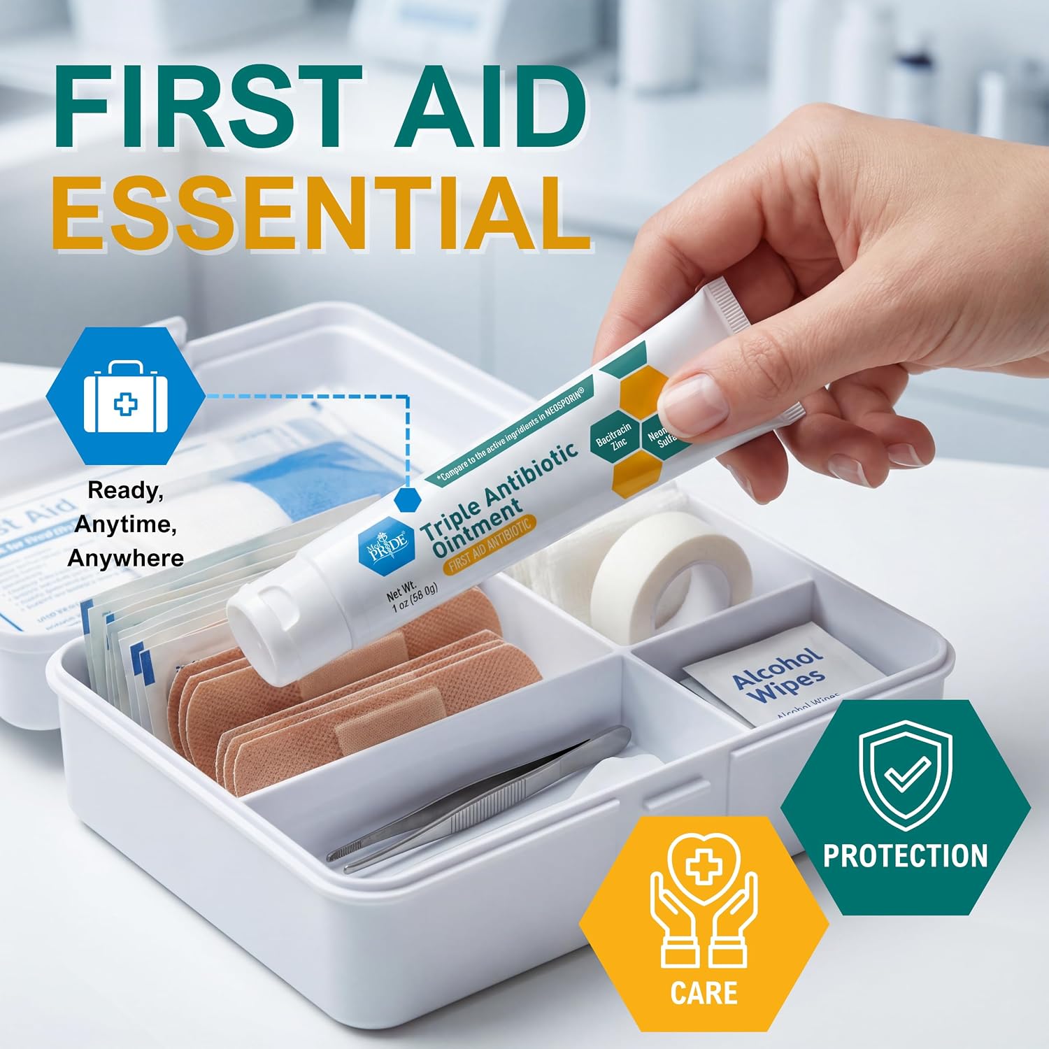 MED Pride Triple Antibiotic Ointment, First Aid Cream, 1 oz Tubes, 4-Pack - Image 2