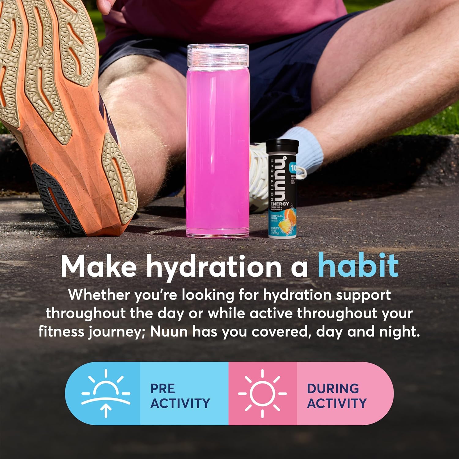 Nuun Energy Caffeine + B Vitamins, Electrolyte Hydration Tablets with Caffeine from Green Tea Extract, Magnesium & 4 Other Electrolytes, Gluten Free, Vegan, Tropical Fruit, 8 Pack (80 Servings Total) | 80 Servings with Caffeine from Green Tea Extract, Magnesium & 4 Other Electrolytes, Gluten Free, Vegan - Image 4