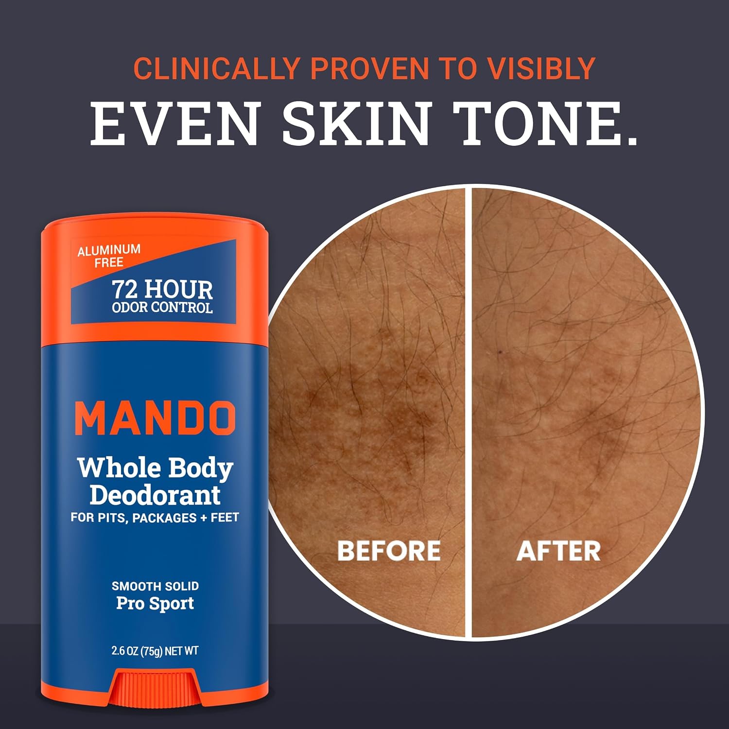 Mando Whole Body Deodorant For Men - Solid Stick - 2.6 oz, 2 pk - Pro Sport | 72 Hour Odor Control with Mandelic Acid. Use on underarms, chest, feet & below the best. Aluminum Free & Baking Soda Free - Image 5