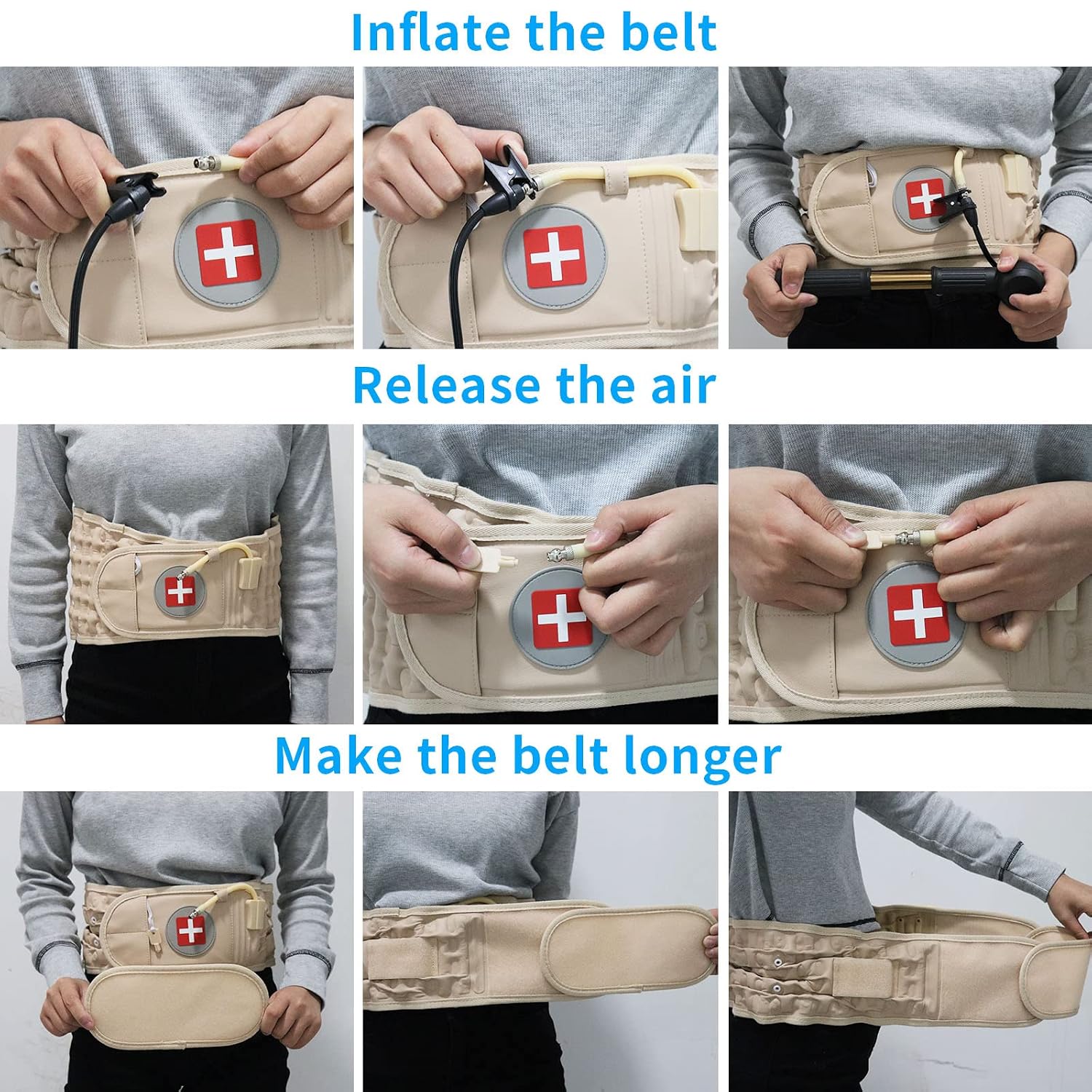 Decompression Back Belt, Inflatable Back Brace for Back Pain,Beige | Inflatable air columns for lumbar support, Relieves herniated disc & lumbar strain, Fits 29"-49" waist, Restores spinal curve - Image 4