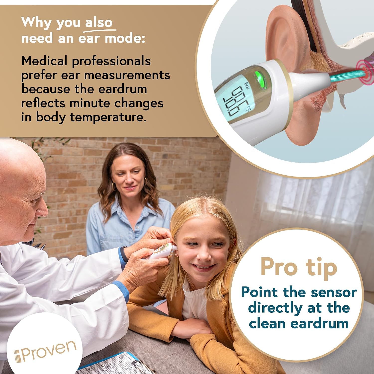 iProven Ear Thermometer with Non-Touch Forehead Function, Superior Accuracy | For Adults, Kids & Babies, Pro Series Premium Digital Thermometer, for Adults and All Ages - Image 2