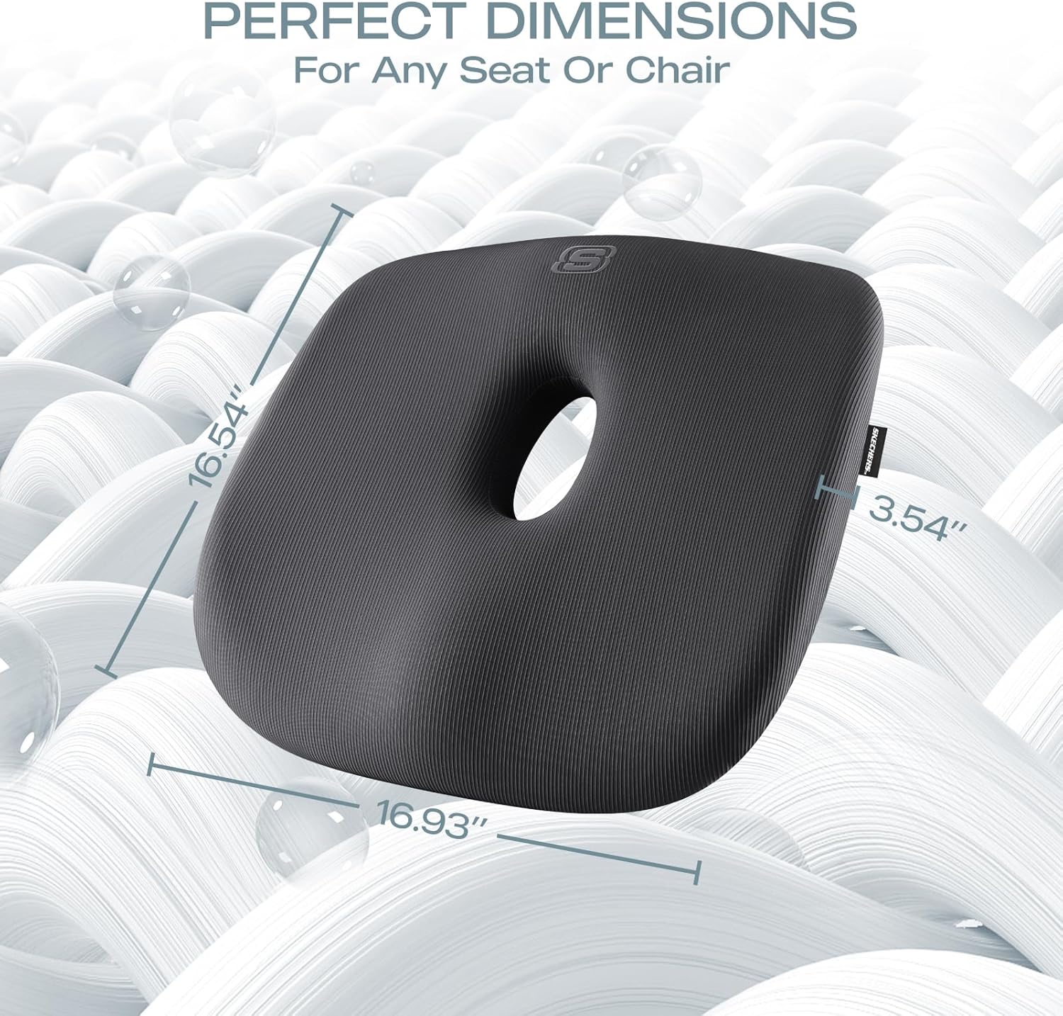 Skechers Seat Cushion Memory Foam,Donut Pillow Office Chair Cushion for Tailbone Pain Relief,Butt Pillow for Office Chair,Car seat Cushion,Long Sitting Office Workers,and Car Drivers,Black - Image 5