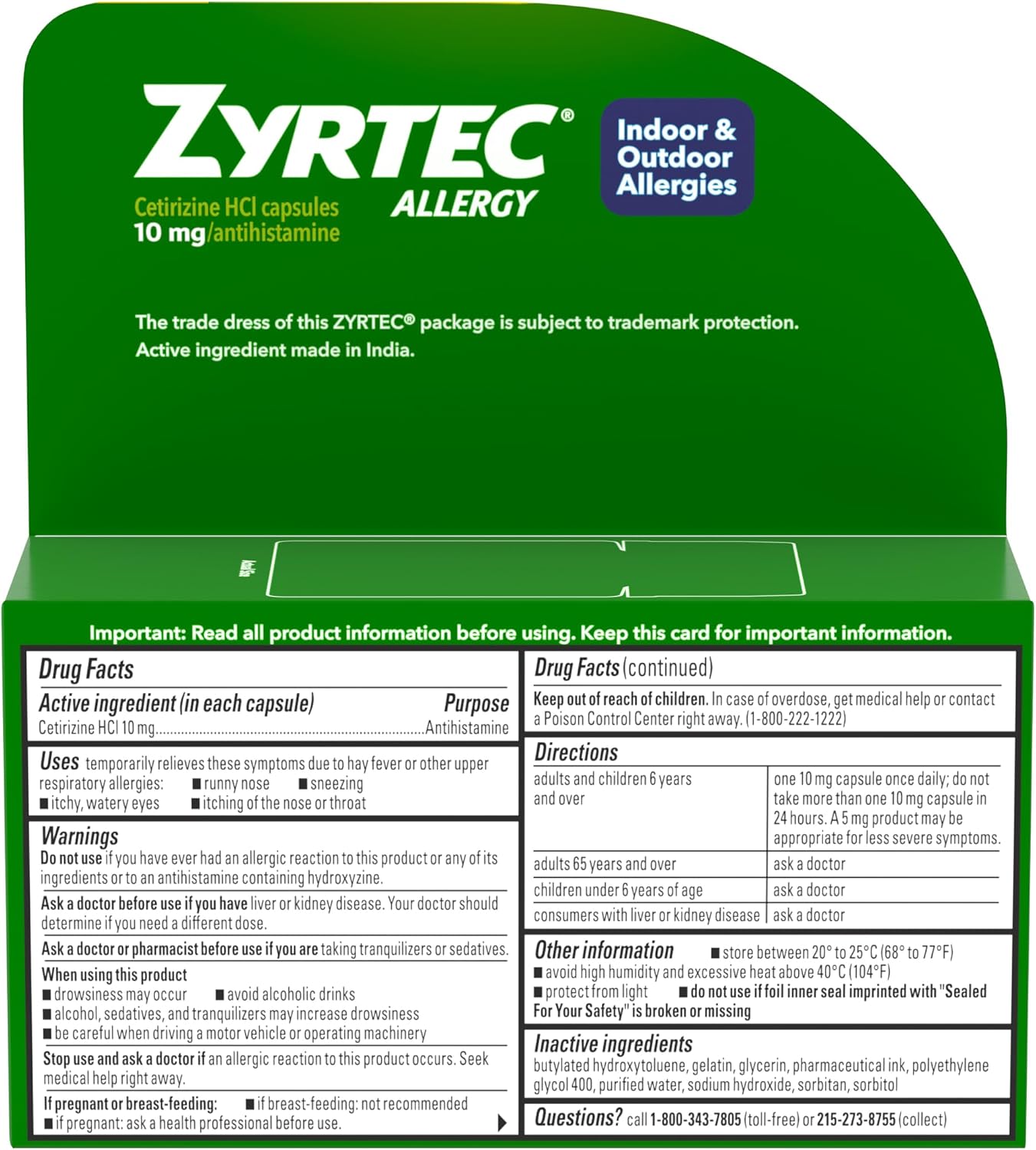 Zyrtec 24-Hour Allergy Relief Liquid Gels, 10 mg Cetirizine HCl, 25 count | Antihistamine Capsules, Allergy Medicine, All-Day Relief from Runny Nose, Sneezing, Itchy Eyes & More - Image 8