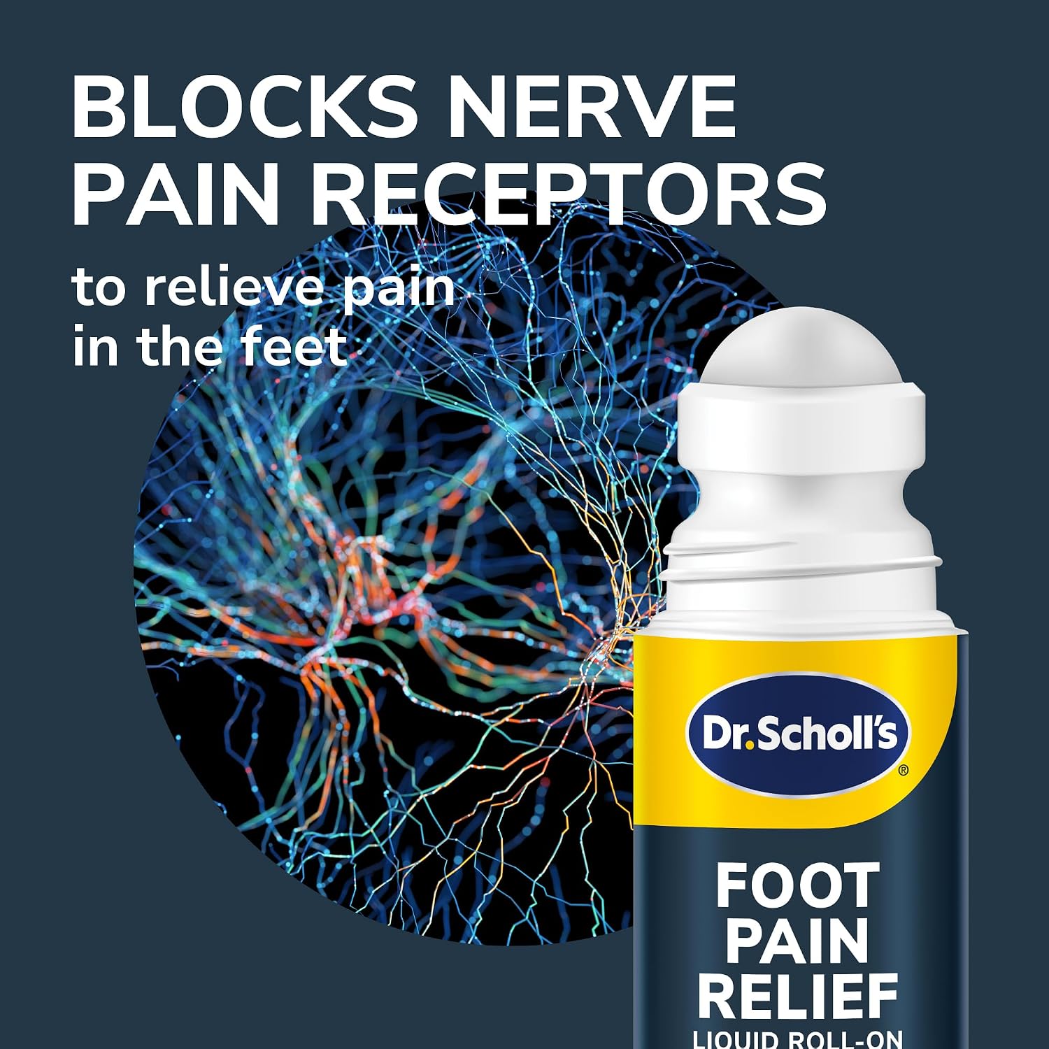 Dr. Scholl's Foot Pain Relief Liquid ROLL-ON, 3.0 oz // Clinically Tested 12-Hour Pain Relief - Penetrates Tough Nerve Pain - Works in 5 Minutes - Non-Greasy - with Lidocaine & Menthol - Image 2